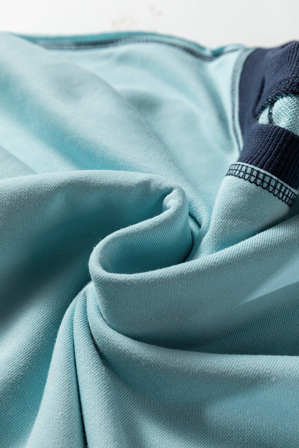 Iceland Blue Contrast Edge Colorblock Patchwork Crop Sweatshirt-Tops/Sweatshirts & Hoodies-[Adult]-[Female]-2022 Online Blue Zone Planet