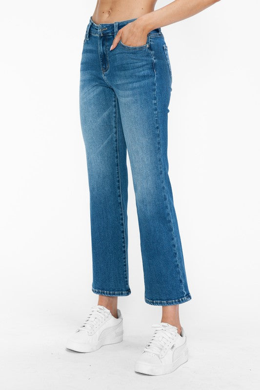 Blue Zone Planet | bytos Full Size Cat's Whiskers Mid Rise Ankle Jeans-BOTTOMS SIZES SMALL MEDIUM LARGE-[Adult]-[Female]-2022 Online Blue Zone Planet