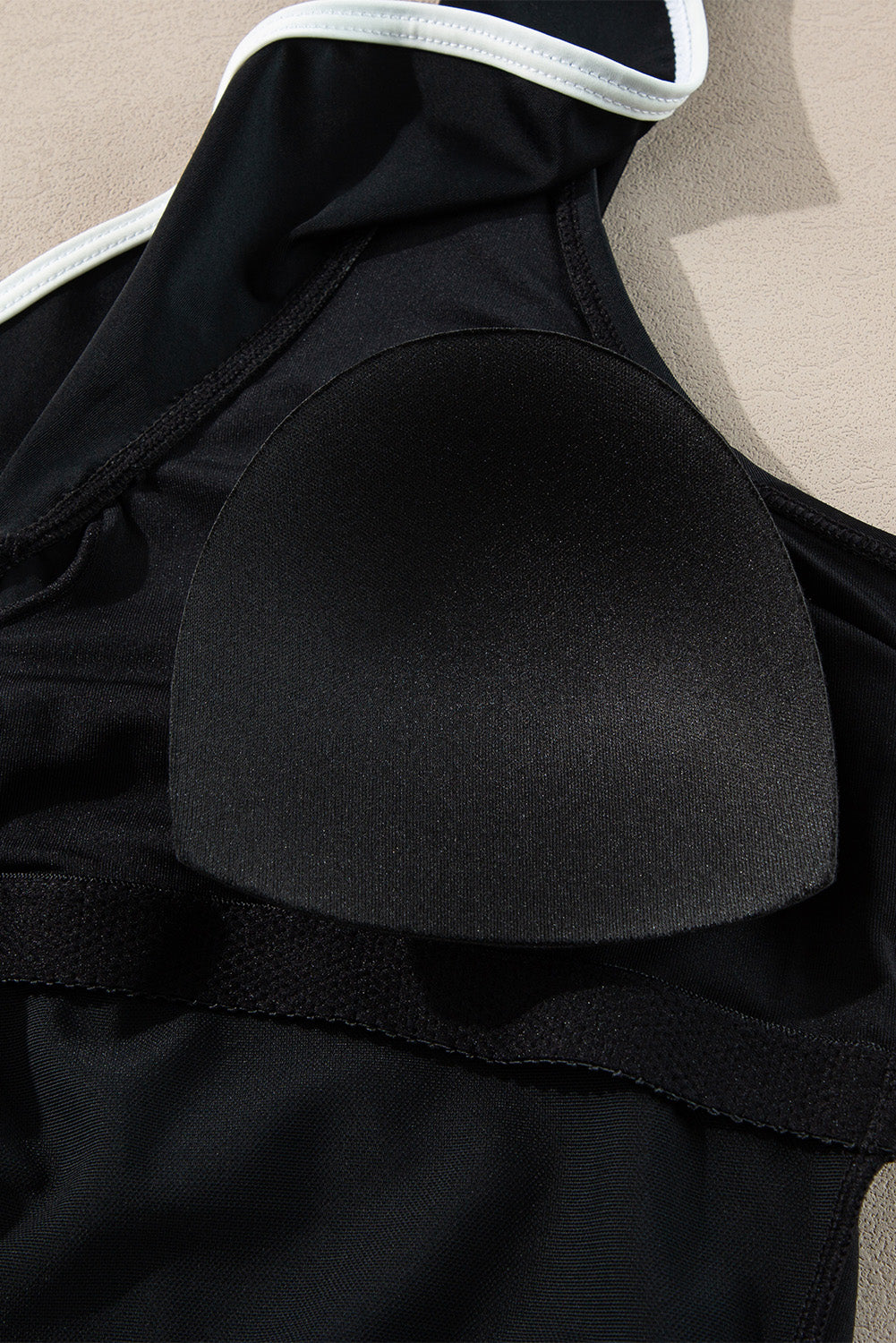 Black Color Contrast Ruffled Wrap V Neck Swimsuit-Swimwear/One Piece Swimsuit-[Adult]-[Female]-2022 Online Blue Zone Planet