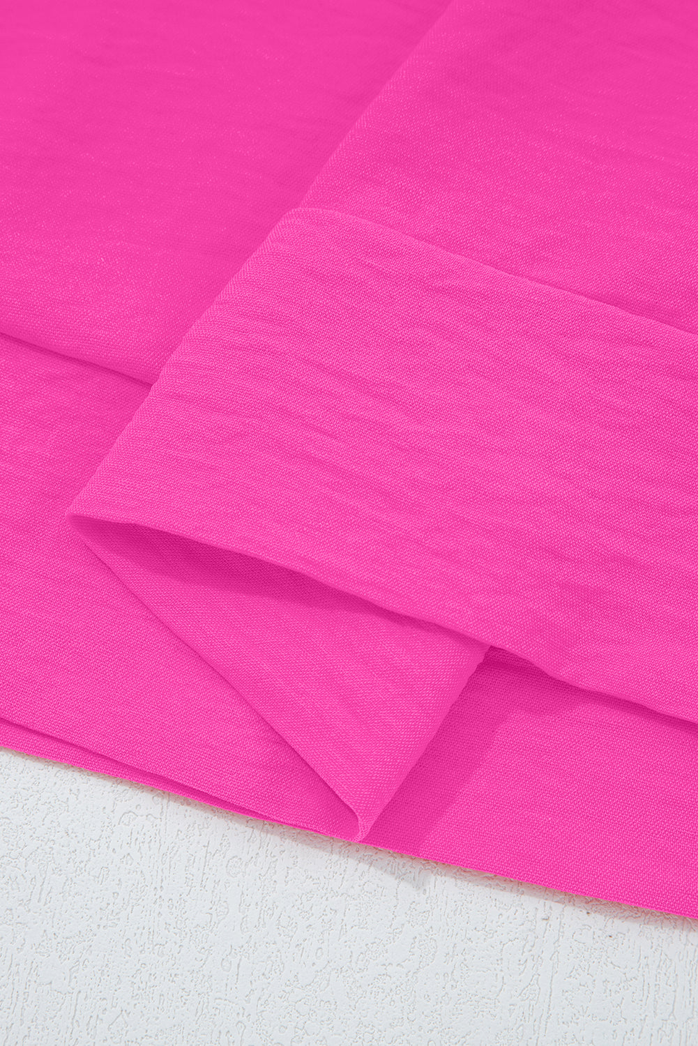 Bright Pink Frilled V Neckline Bracelet Sleeve Crinkled Blouse-Bracelet-[Adult]-[Female]-2022 Online Blue Zone Planet