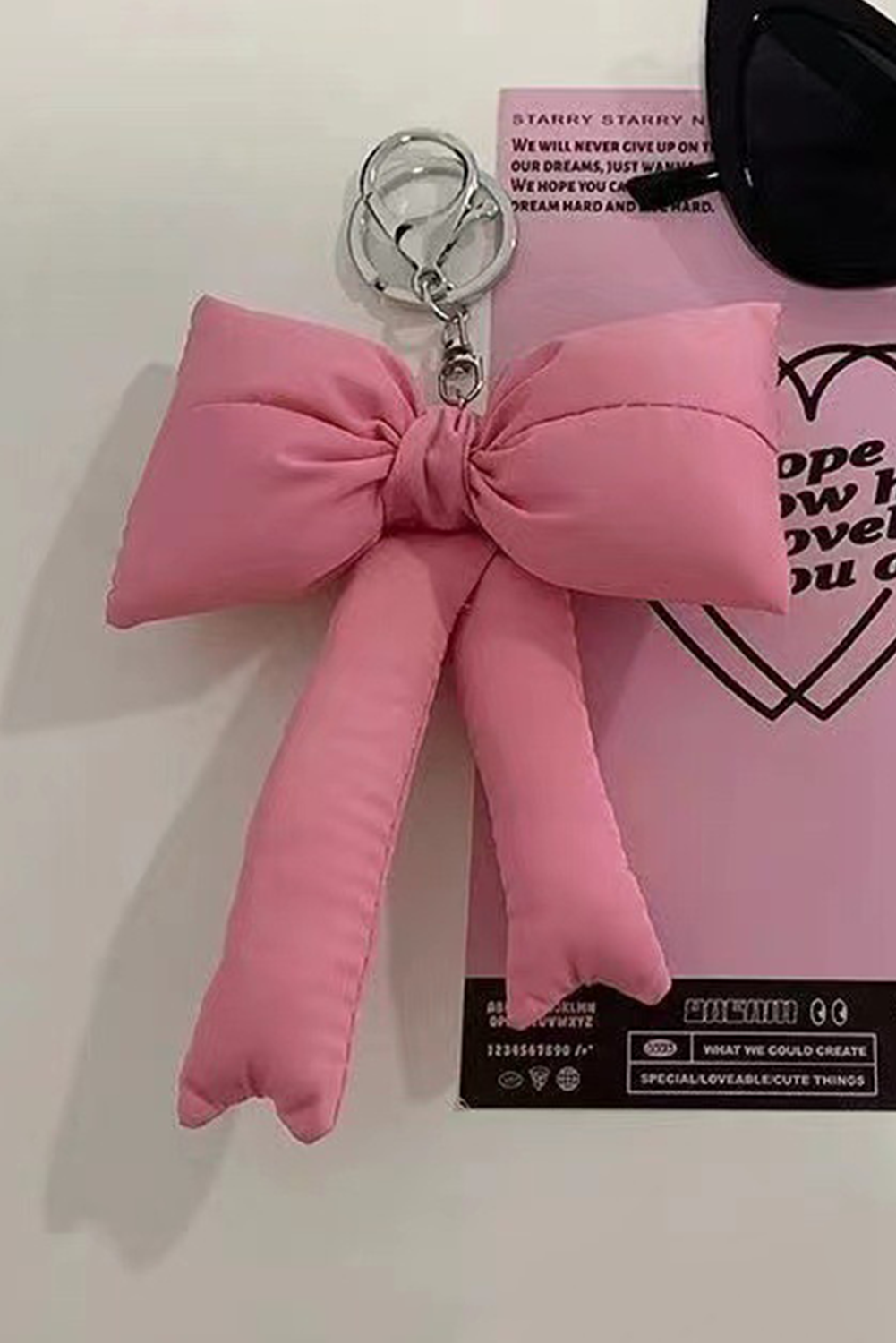 Blue Zone Planet | Pink Puff Bow Bag Charm Cute Keychain-Accessories & Jewelry-[Adult]-[Female]-Pink-ONE SIZE-2022 Online Blue Zone Planet