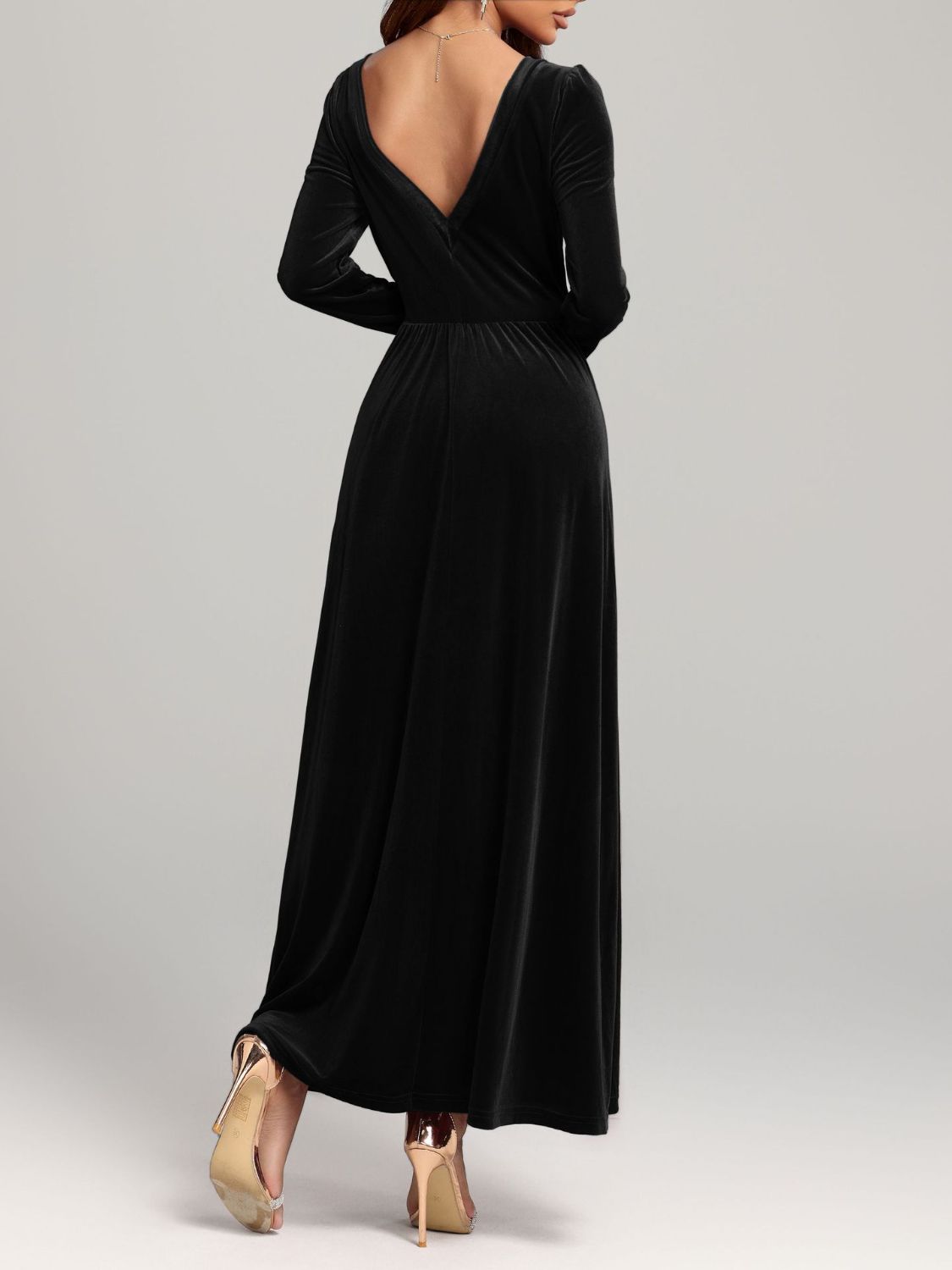 Blue Zone | Velvet Square Neck Long Sleeve Dress