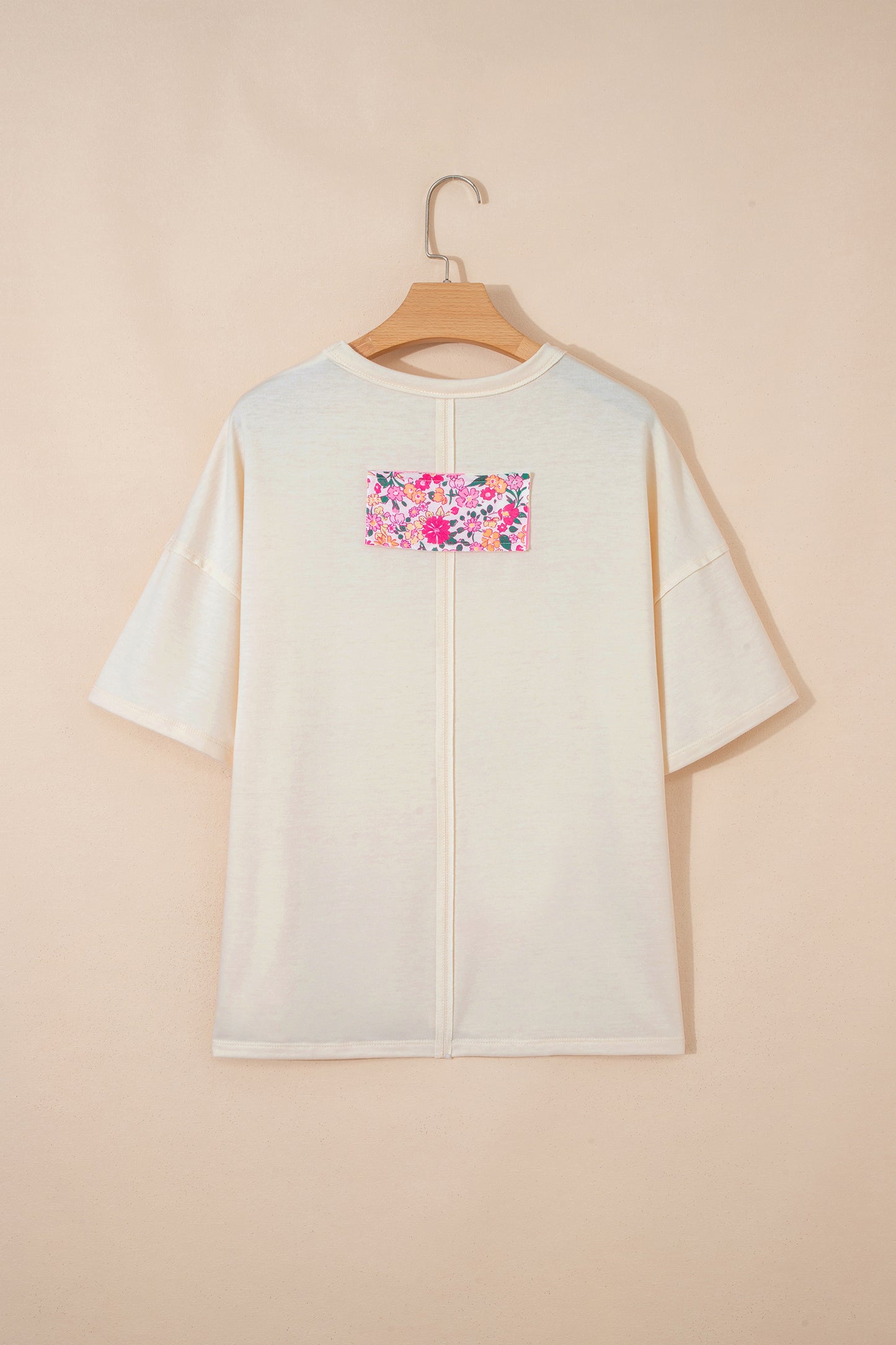 Jet Stream Floral Patched Raw Seam Big Flower Oversize Tee-Tops/Tops & Tees-[Adult]-[Female]-2022 Online Blue Zone Planet