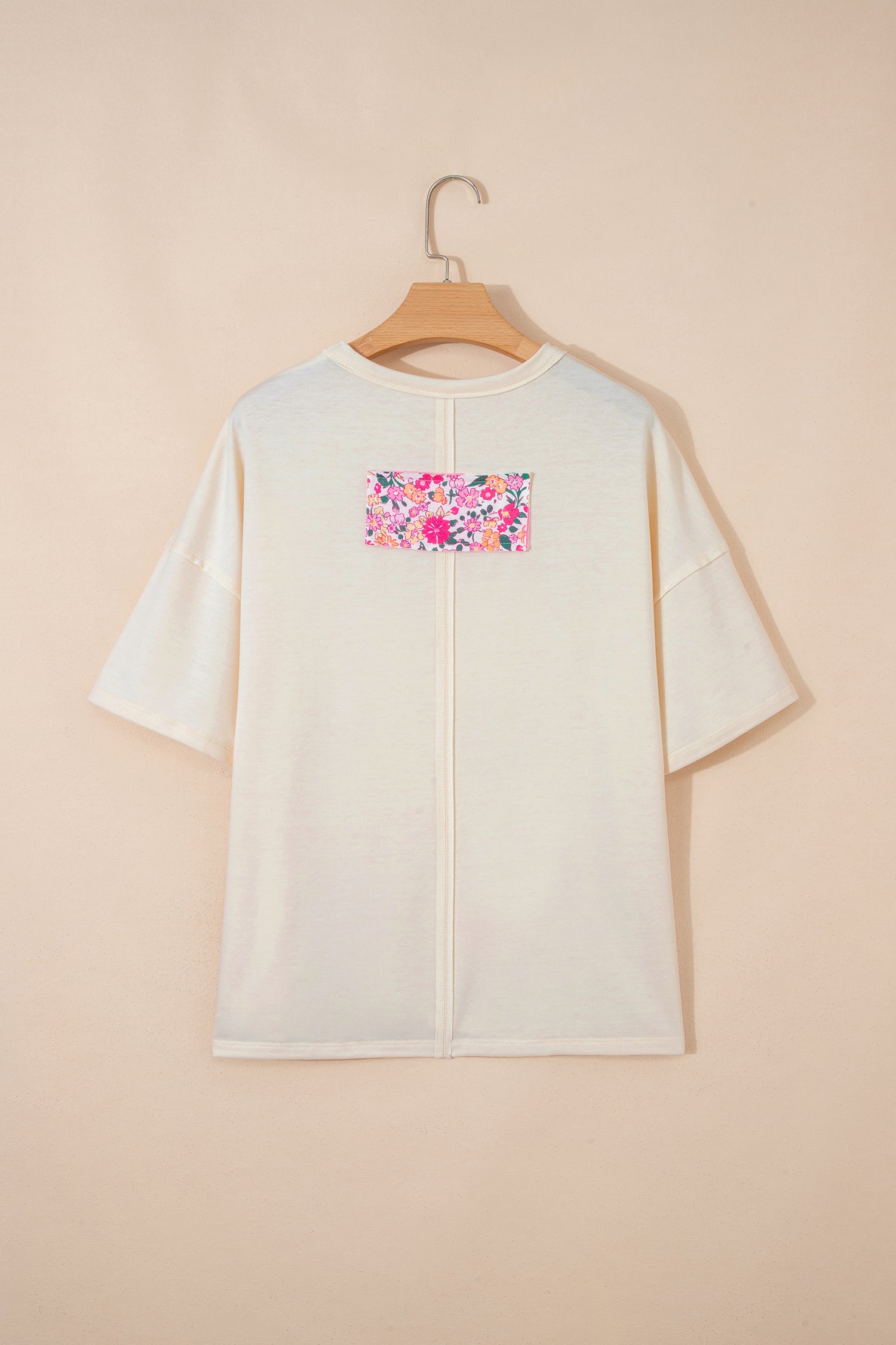 Jet Stream Floral Patched Raw Seam Big Flower Oversize Tee-Tops/Tops & Tees-[Adult]-[Female]-2022 Online Blue Zone Planet