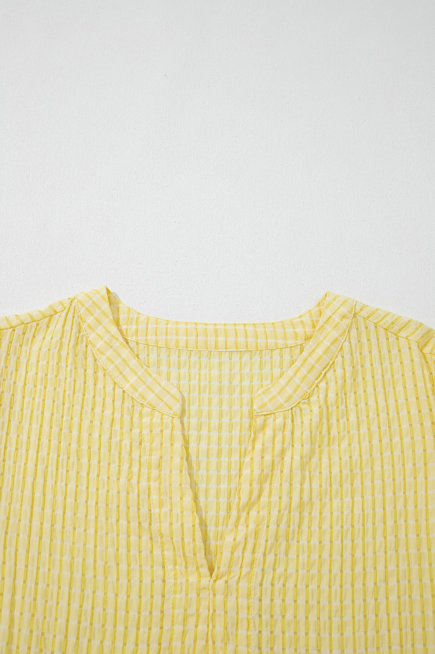 Yellow Gingham Textured Bow Tie Short Sleeve Tiered Midi Dress-TOPS / DRESSES-[Adult]-[Female]-2022 Online Blue Zone Planet
