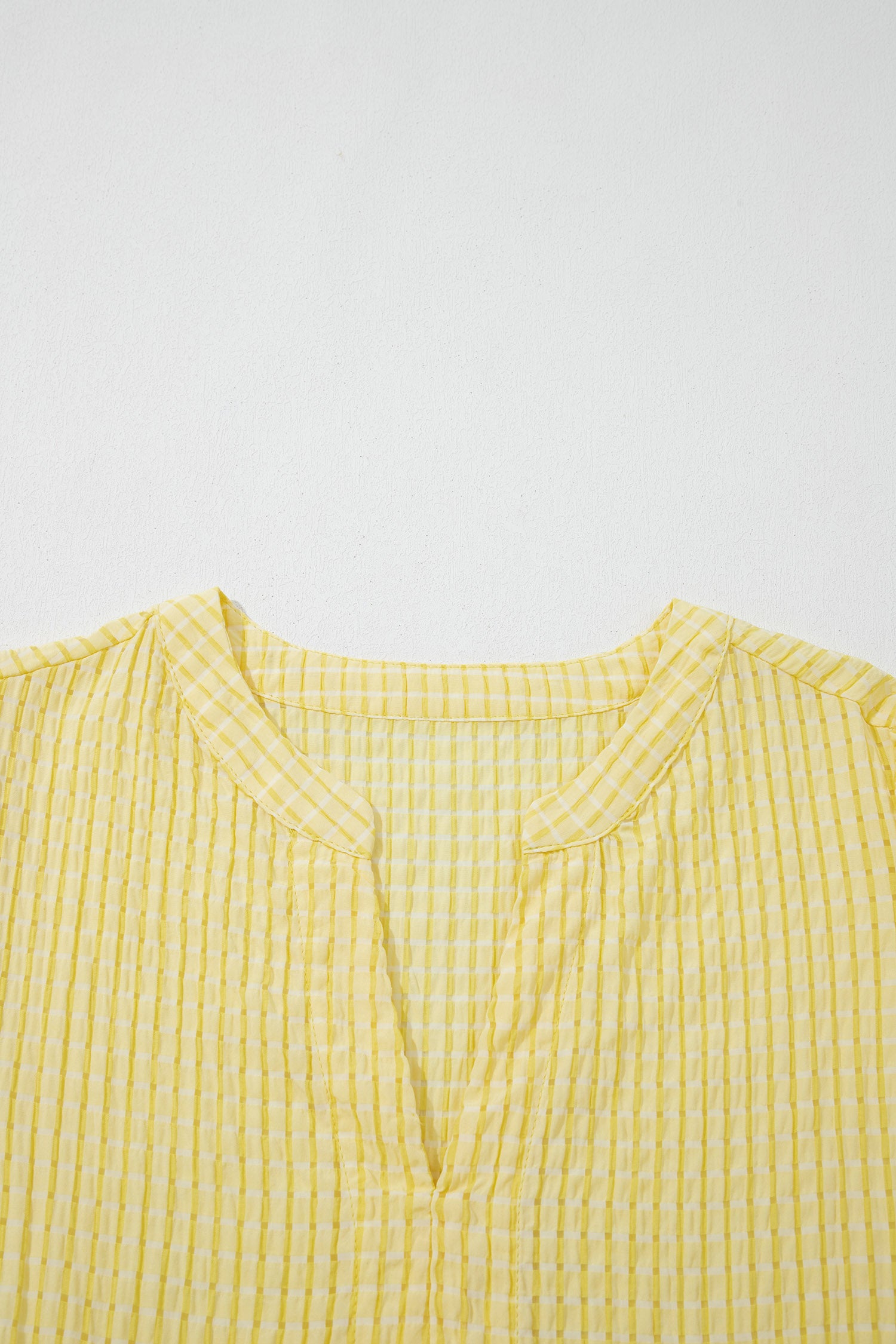 Yellow Gingham Textured Bow Tie Short Sleeve Tiered Midi Dress-TOPS / DRESSES-[Adult]-[Female]-2022 Online Blue Zone Planet