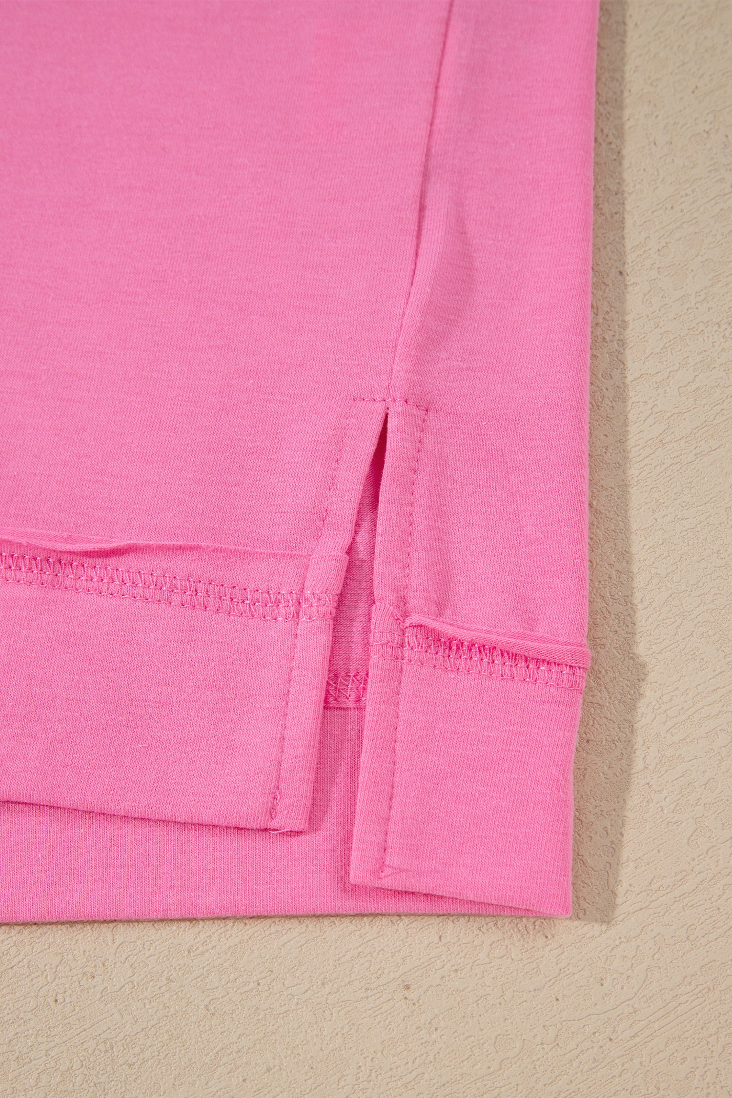 Strawberry Pink Raw Edge Patch Pocket Oversized Top and Shorts Set-Two Piece Sets/Short Sets-[Adult]-[Female]-2022 Online Blue Zone Planet