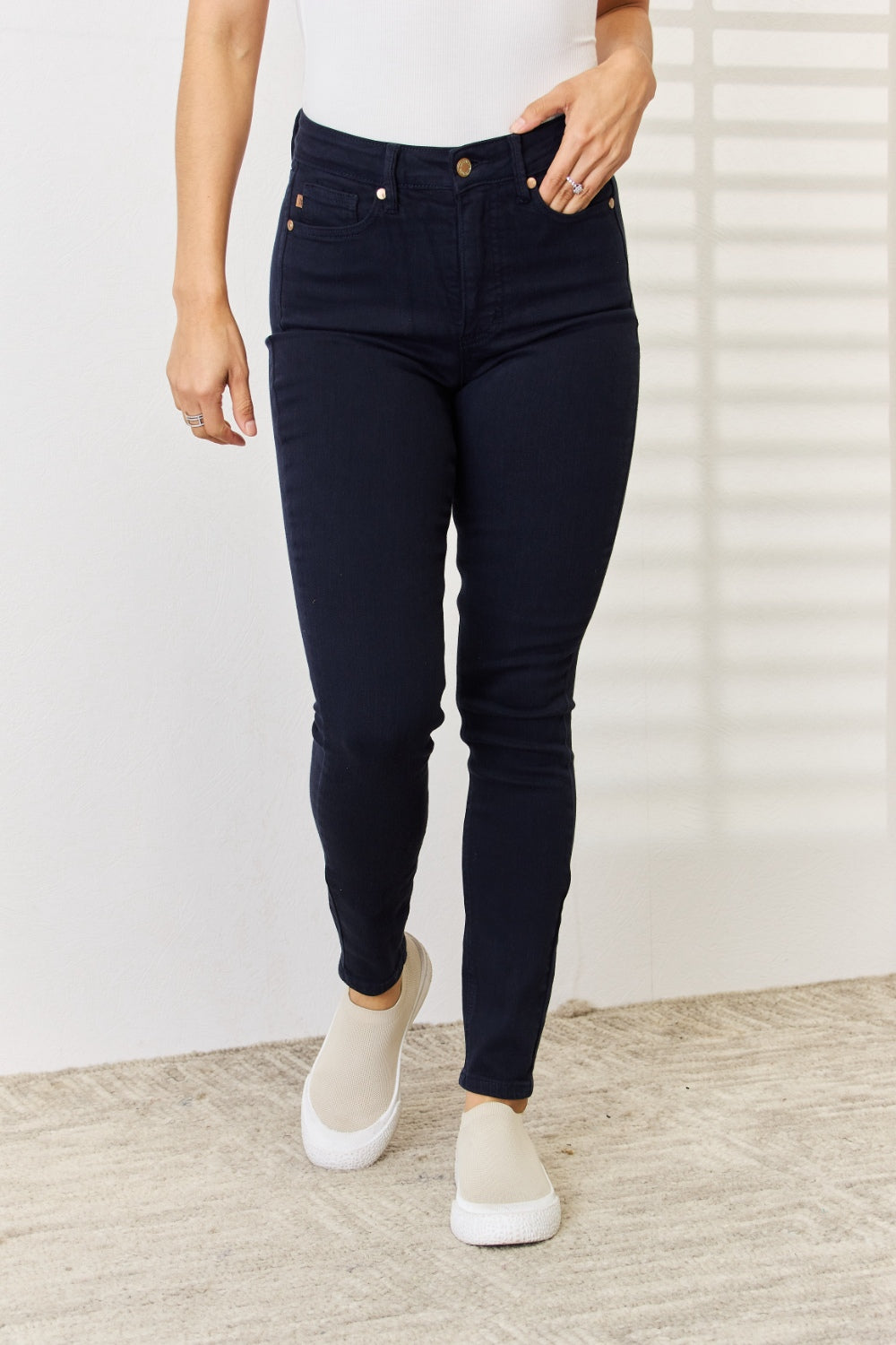 Judy Blue Full Size Garment Dyed Tummy Control Skinny Jeans-BOTTOM SIZES SMALL MEDIUM LARGE-[Adult]-[Female]-2022 Online Blue Zone Planet