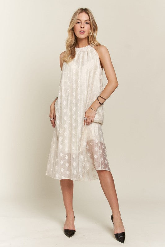 ADORA Applique Pearl Detail Grecian Neck Midi Dress-TOPS / DRESSES-[Adult]-[Female]-2022 Online Blue Zone Planet