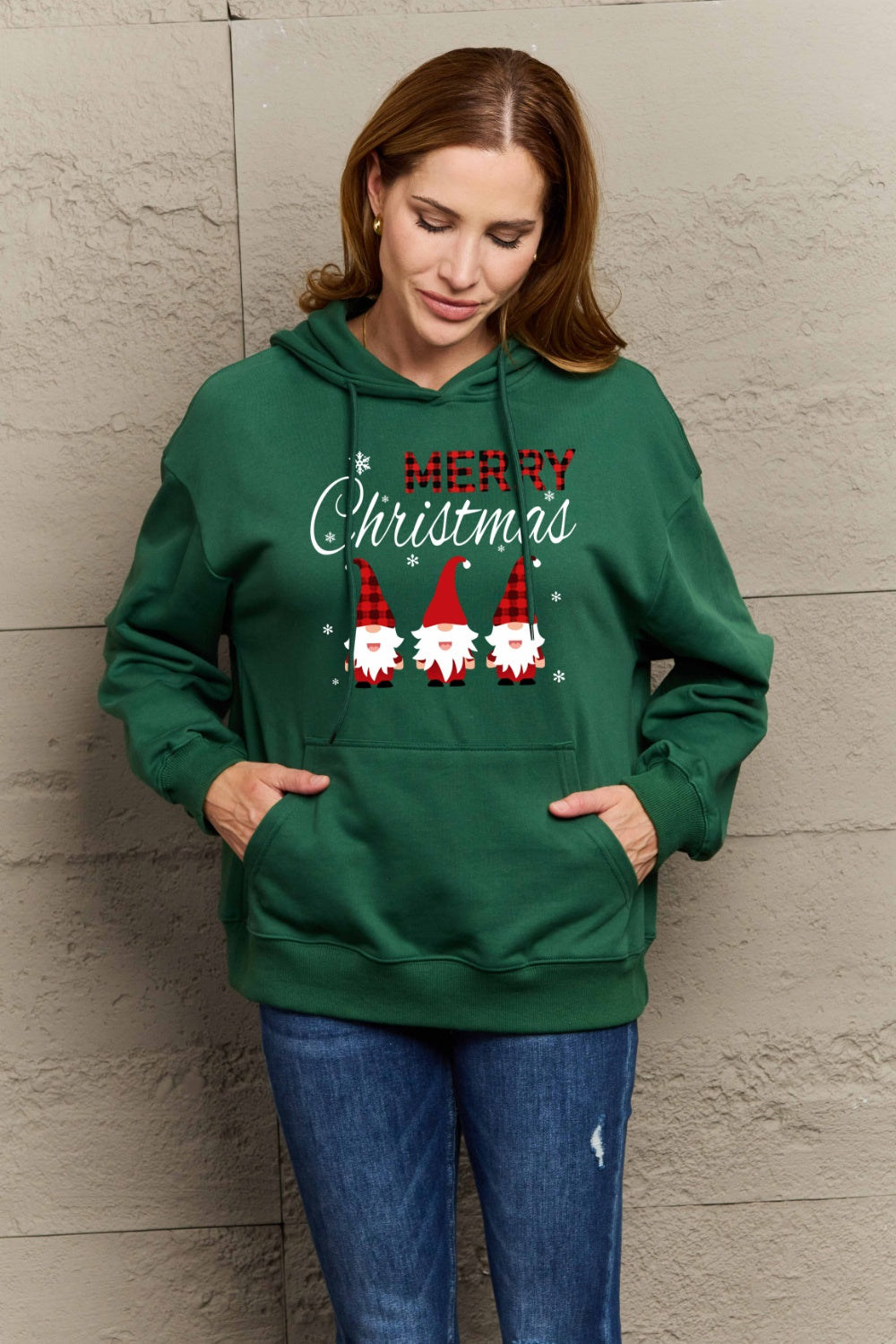 Simply Love Full Size MERRY CHRISTMAS Graphic Hoodie-HOODIES-[Adult]-[Female]-2022 Online Blue Zone Planet