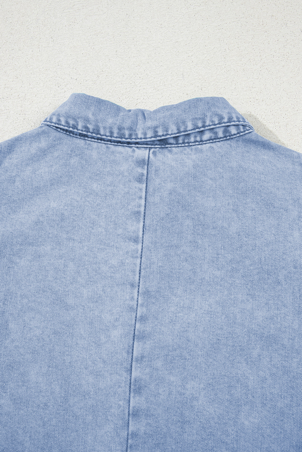 Beau Blue Double Ruffled Sleeves Buttoned A-line Collared Mini Denim Dress-TOPS / DRESSES-[Adult]-[Female]-2022 Online Blue Zone Planet