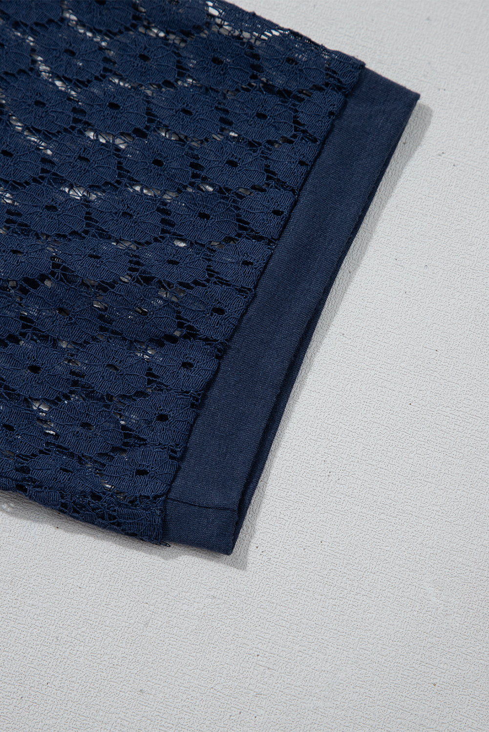 Navy Blue Contrast Lace Raglan Sleeve Pleated Detail Shift Dress-TOPS / DRESSES-[Adult]-[Female]-2022 Online Blue Zone Planet
