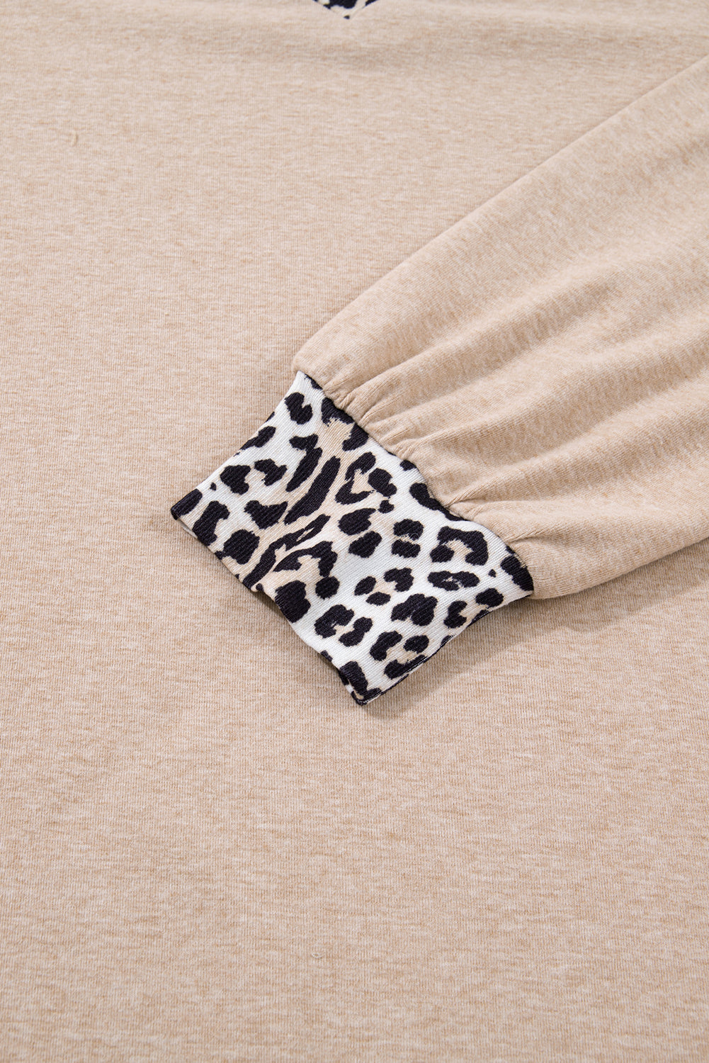 Parchment Leopard Patchwork V Neck Long Sleeve Plus Size Top-Plus Size/Plus Size Tops/Plus Size Long Sleeve Tops-[Adult]-[Female]-2022 Online Blue Zone Planet