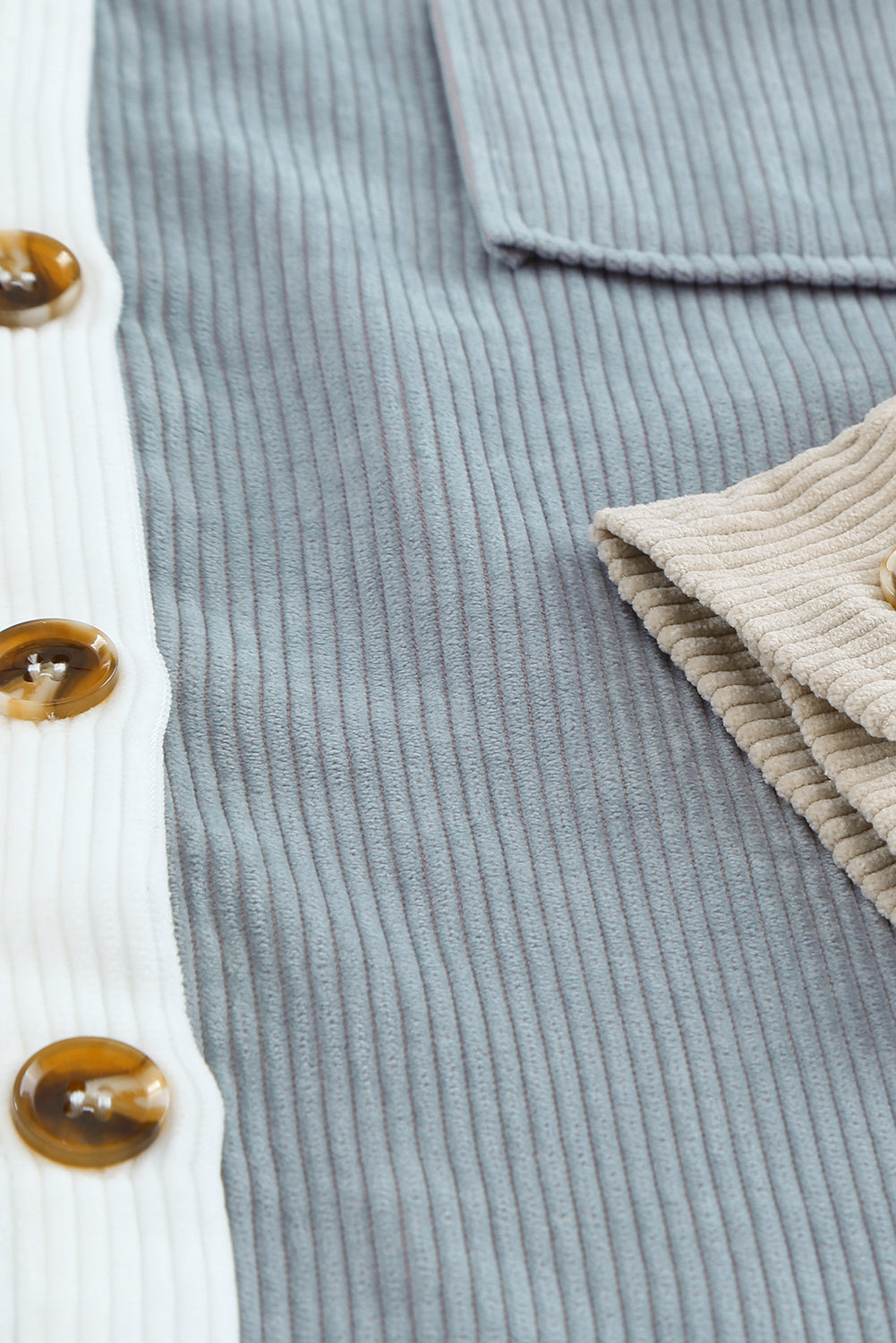 White Color Block Button Shirt with Pocket-Tops/Blouses & Shirts-[Adult]-[Female]-2022 Online Blue Zone Planet