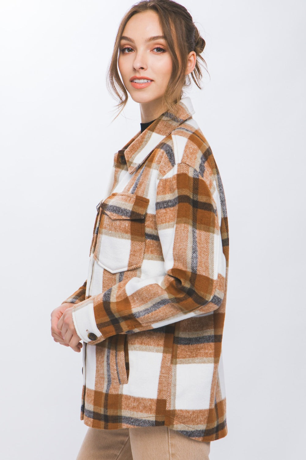 Love Tree Plaid Button Up Shacket-TOPS / DRESSES-[Adult]-[Female]-2022 Online Blue Zone Planet