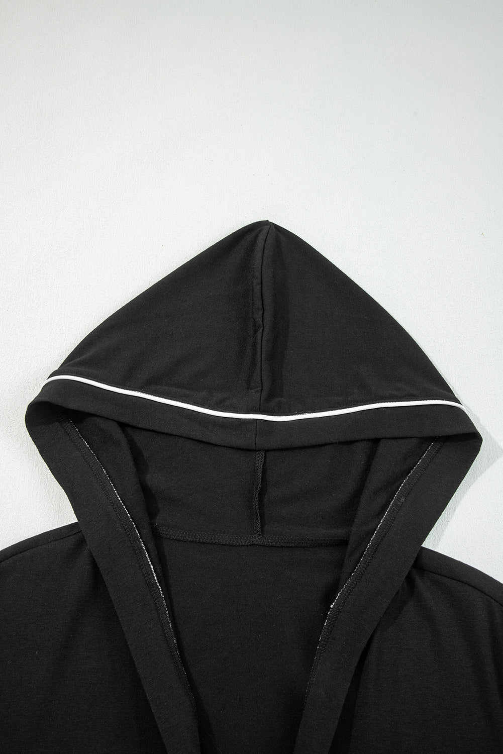 Black Contrast Trim Hooded Lounge Cardigan and Pants Set-Tops / Dresses-[Adult]-[Female]-2022 Online Blue Zone Planet