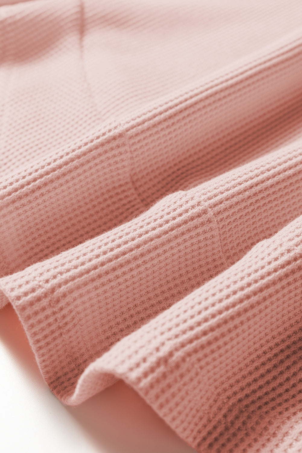 Gossamer Pink Rounded Hem Waffle Long Sleeve Top-Tops/Long Sleeve Tops-[Adult]-[Female]-2022 Online Blue Zone Planet