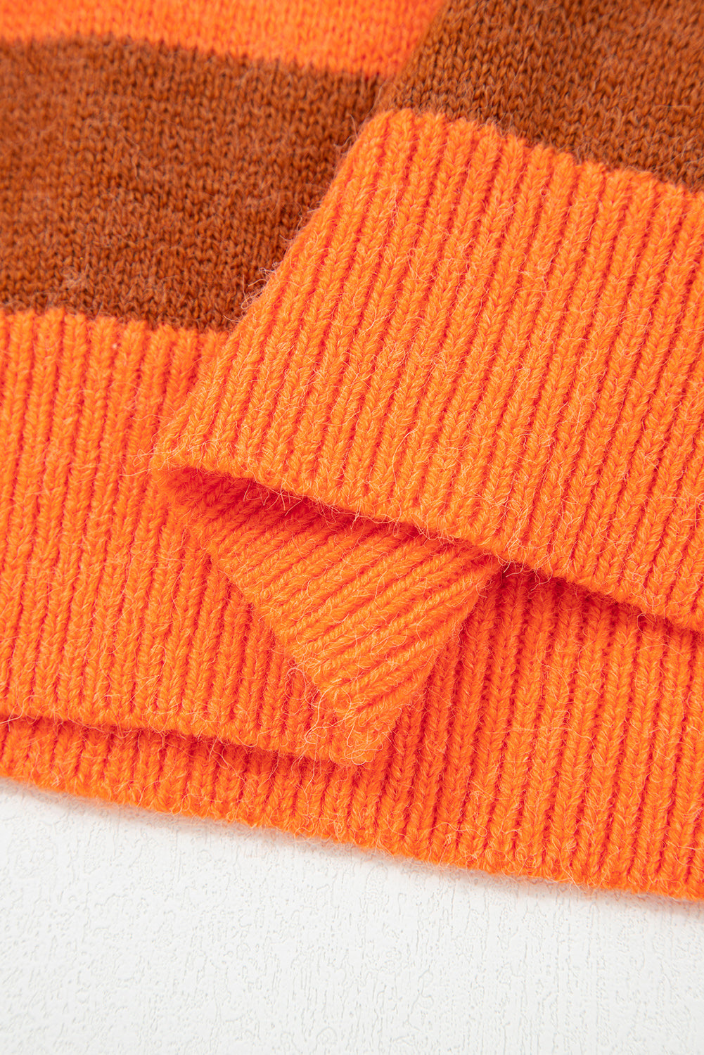 Orange Stripe Color Block High Neck Drop Shoulder Cozy Sweater-Sweaters & Cardigans/Sweaters-[Adult]-[Female]-2022 Online Blue Zone Planet
