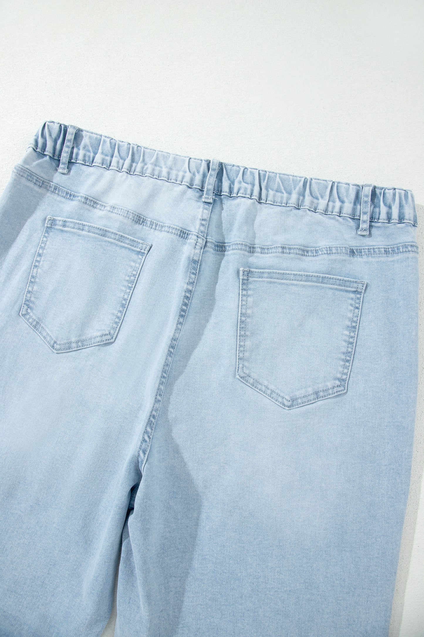 Beau Blue Plus Size Seam Detail Patch Pocket Raw Cut Shift Jeans-Plus Size/Plus Size Bottoms-[Adult]-[Female]-2022 Online Blue Zone Planet