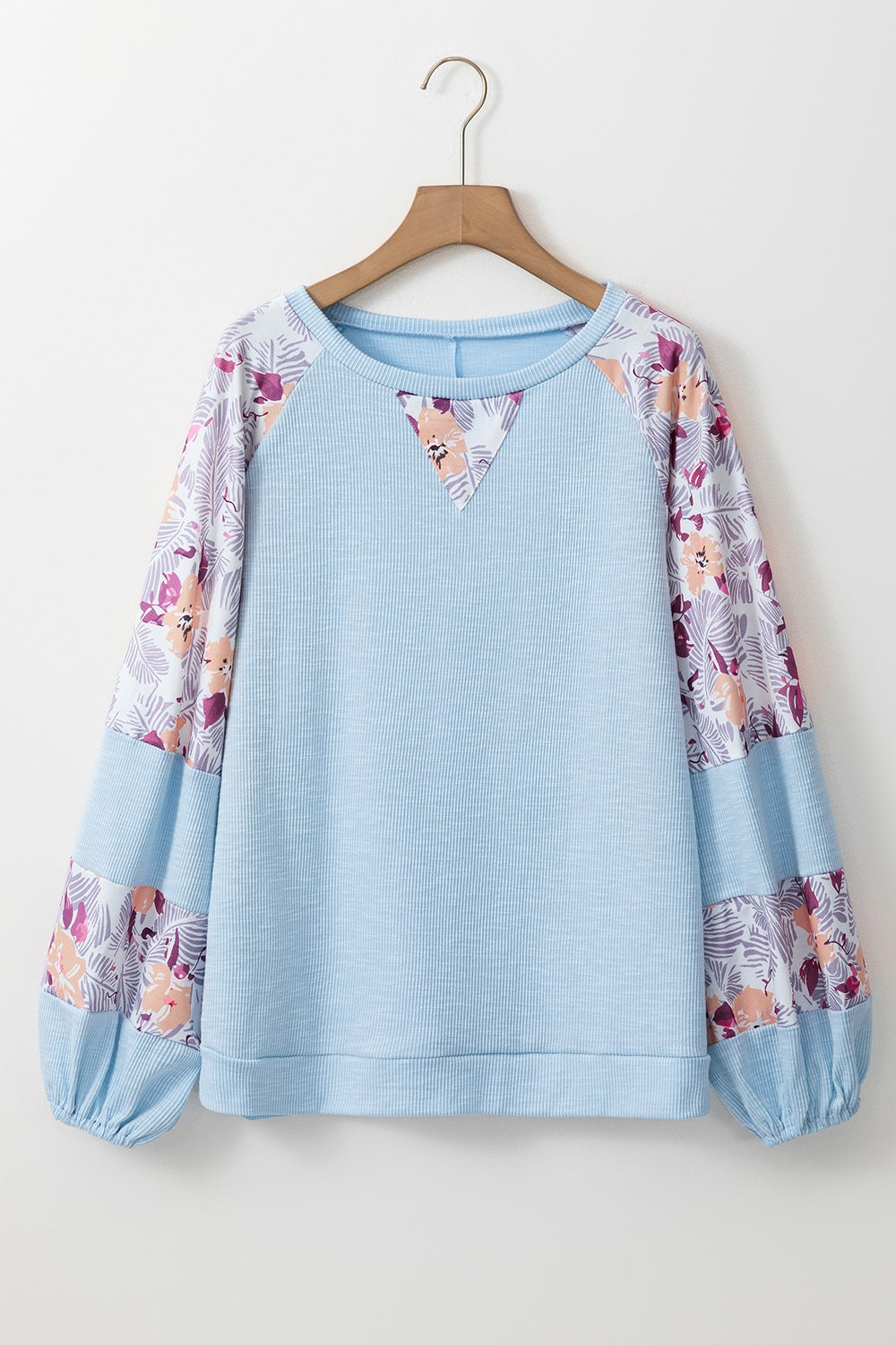 Printed Round Neck Balloon Sleeve Sweatshirt-TOPS / DRESSES-[Adult]-[Female]-2022 Online Blue Zone Planet