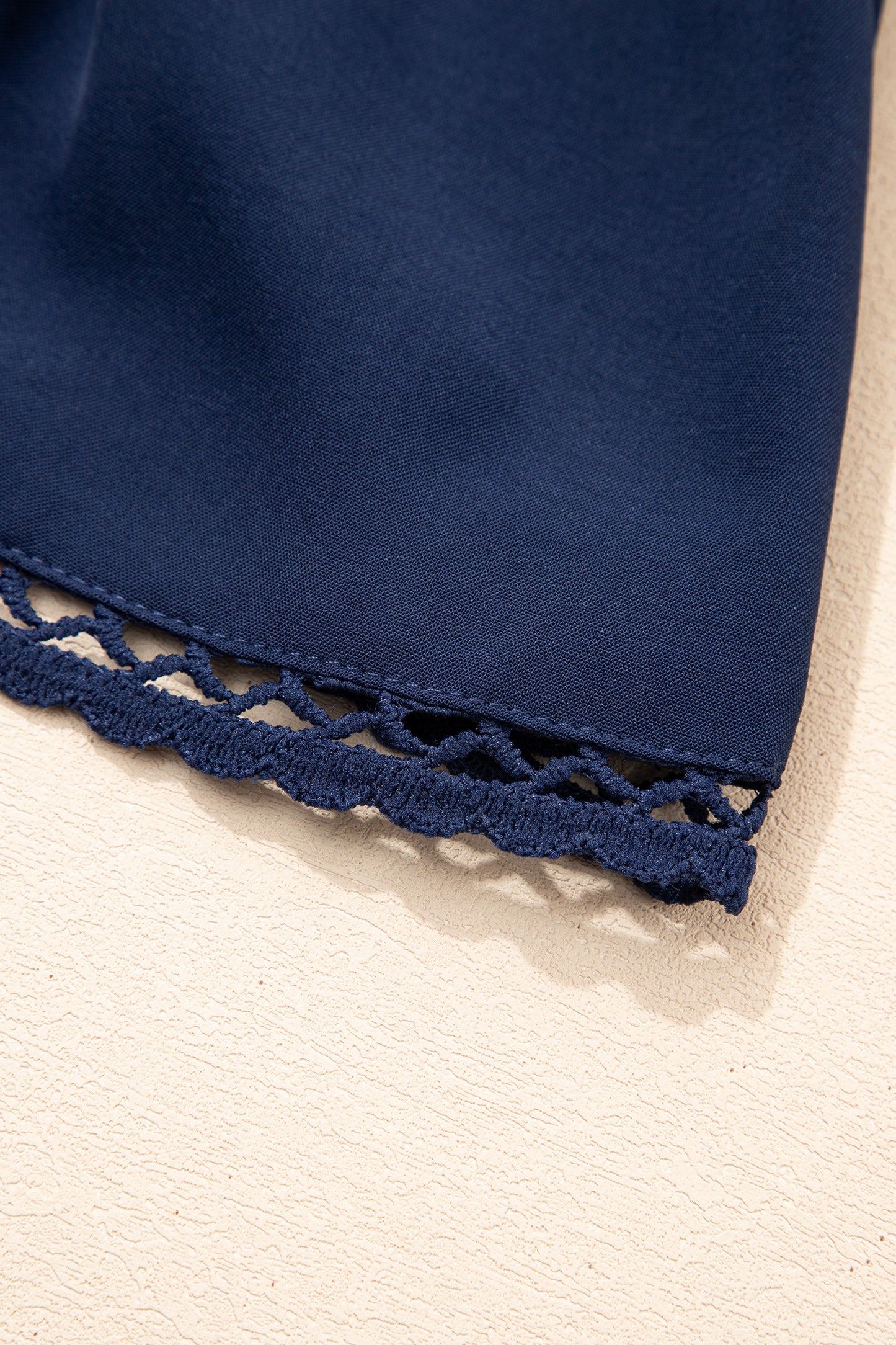 Navy Blue Plus Size Frilled Elastic Waist Lace Trim Boho Ruffled Shorts-Plus Size/Plus Size Bottoms-[Adult]-[Female]-2022 Online Blue Zone Planet
