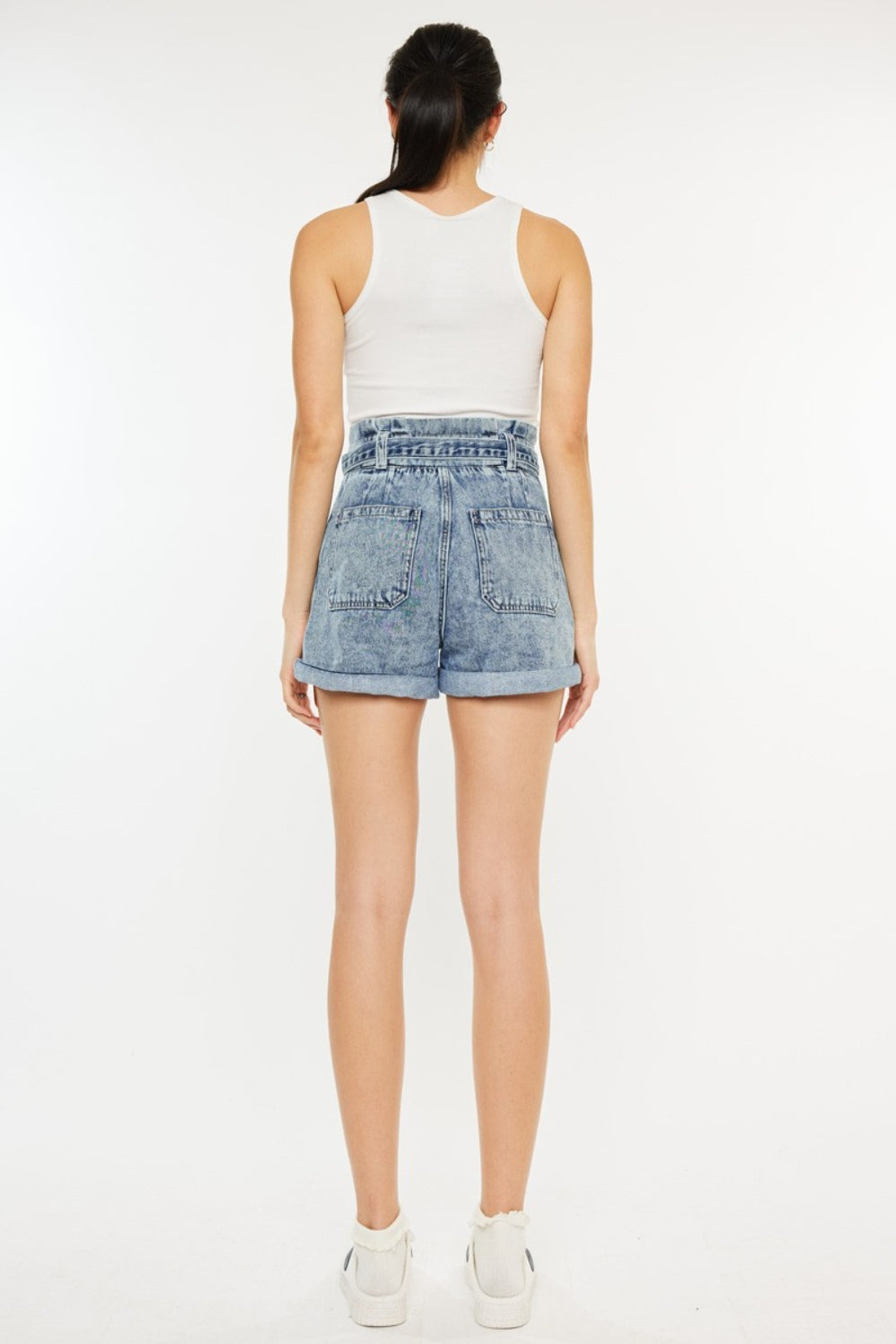 Kancan Ultra High Rise Paperbag Denim Shorts-BOTTOMS SIZES SMALL MEDIUM LARGE-[Adult]-[Female]-2022 Online Blue Zone Planet