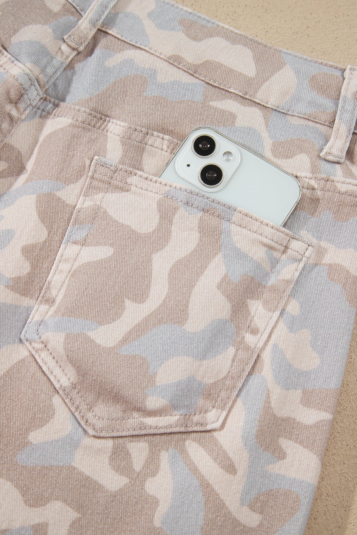 Khaki Camouflage Pattern Pocket Rivet Detail Ankle-Length Harem Fit Jeans-Bottoms/Jeans-[Adult]-[Female]-2022 Online Blue Zone Planet