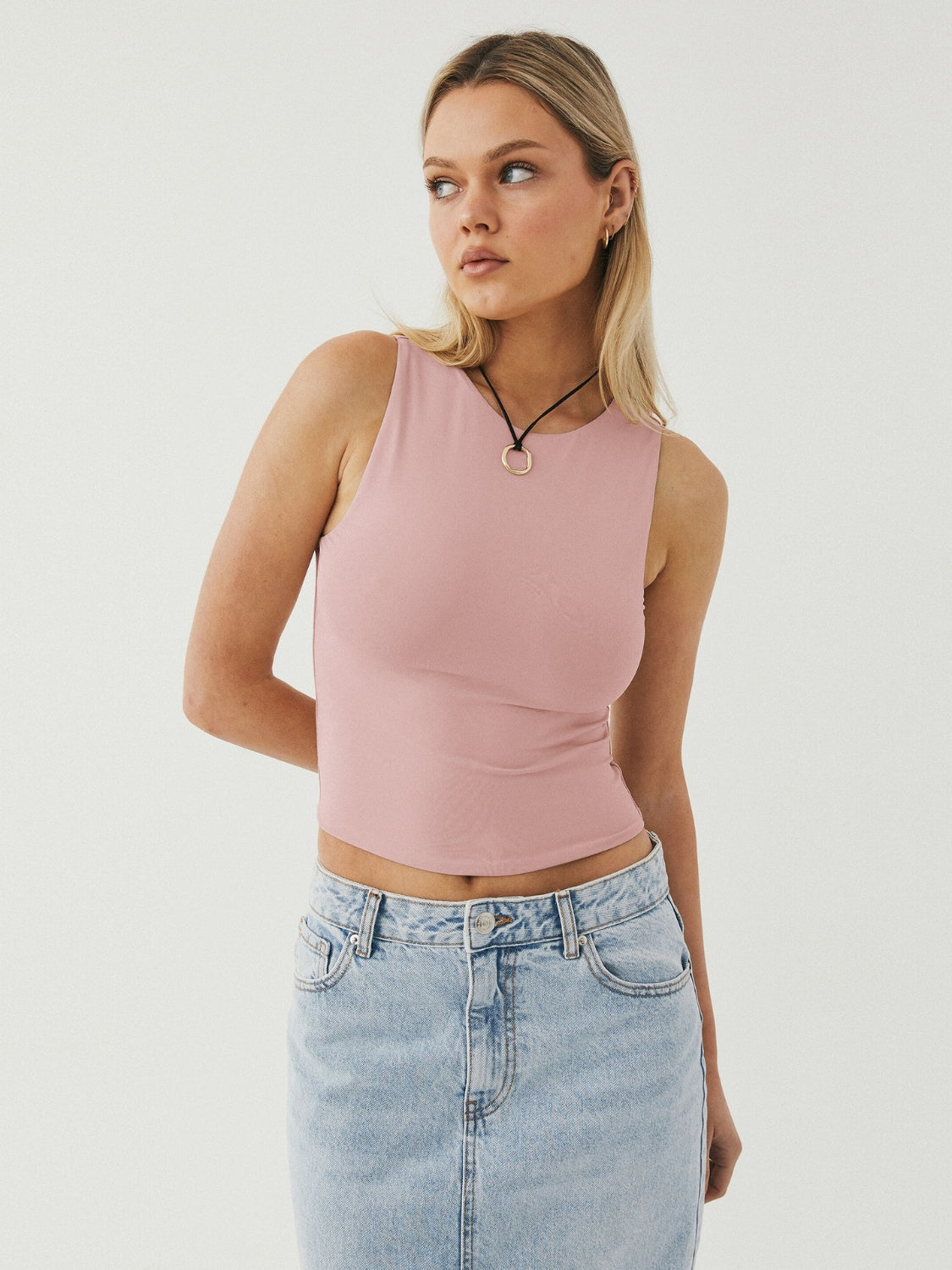 Blue Zone Planet | Round Neck Cropped Tank-TOPS / DRESSES-[Adult]-[Female]-Dusty Pink-XS-2022 Online Blue Zone Planet