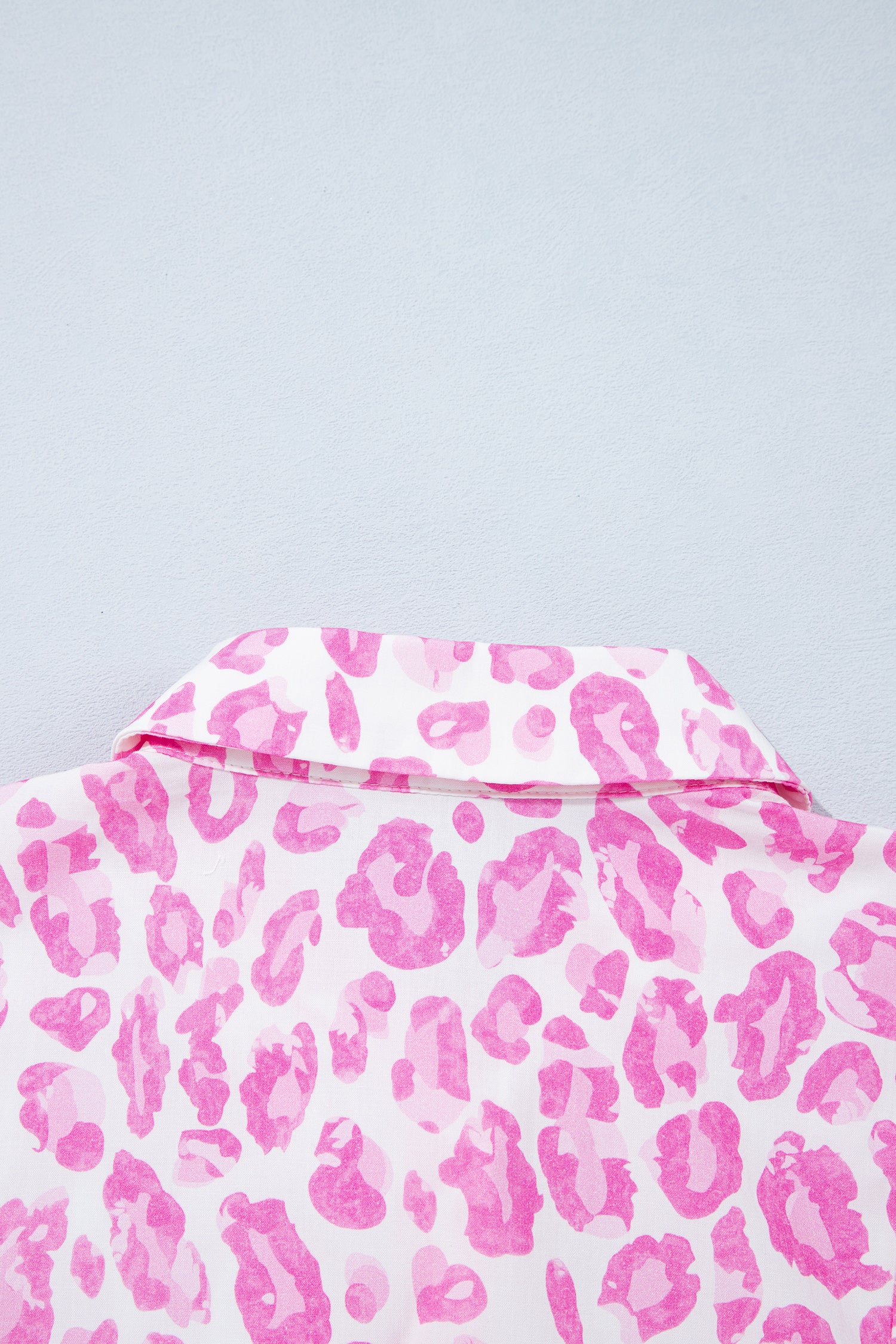 Pink Abstract Leopard Print Tie Waist Puff Sleeve Mini Shirt Dress-TOPS / DRESSES-[Adult]-[Female]-2022 Online Blue Zone Planet