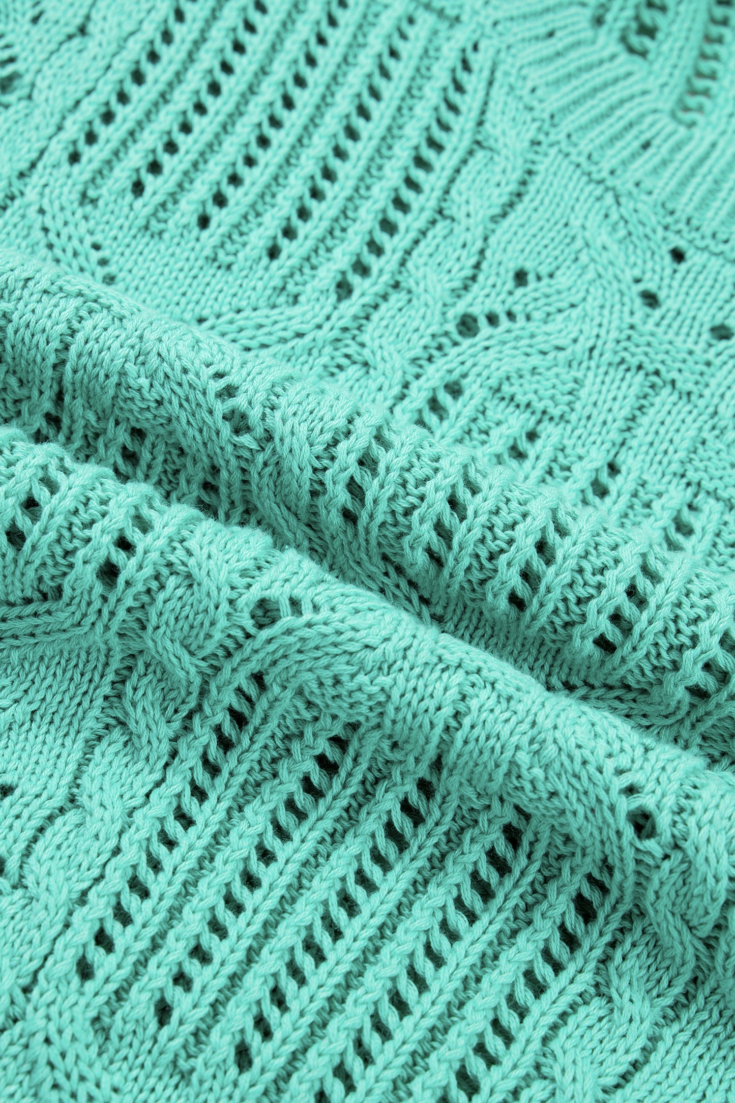 Mint Green Pointelle Knit Patterned Scalloped Trim Short Sleeve Sweater-TOPS / DRESSES-[Adult]-[Female]-2022 Online Blue Zone Planet