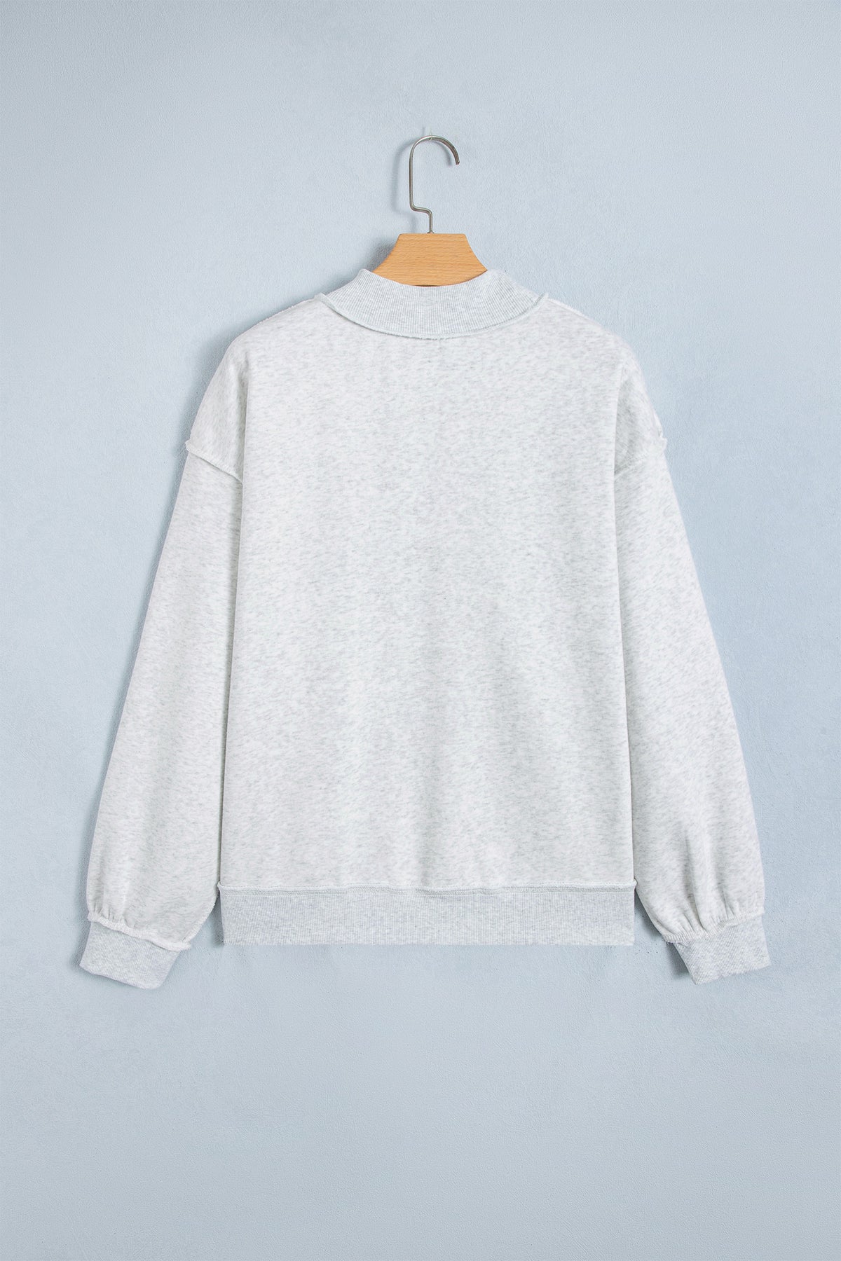 Gray PRAY Polka Dot Embroidered Mock Neck Sweatshirt-Tops/Sweatshirts & Hoodies-[Adult]-[Female]-2022 Online Blue Zone Planet