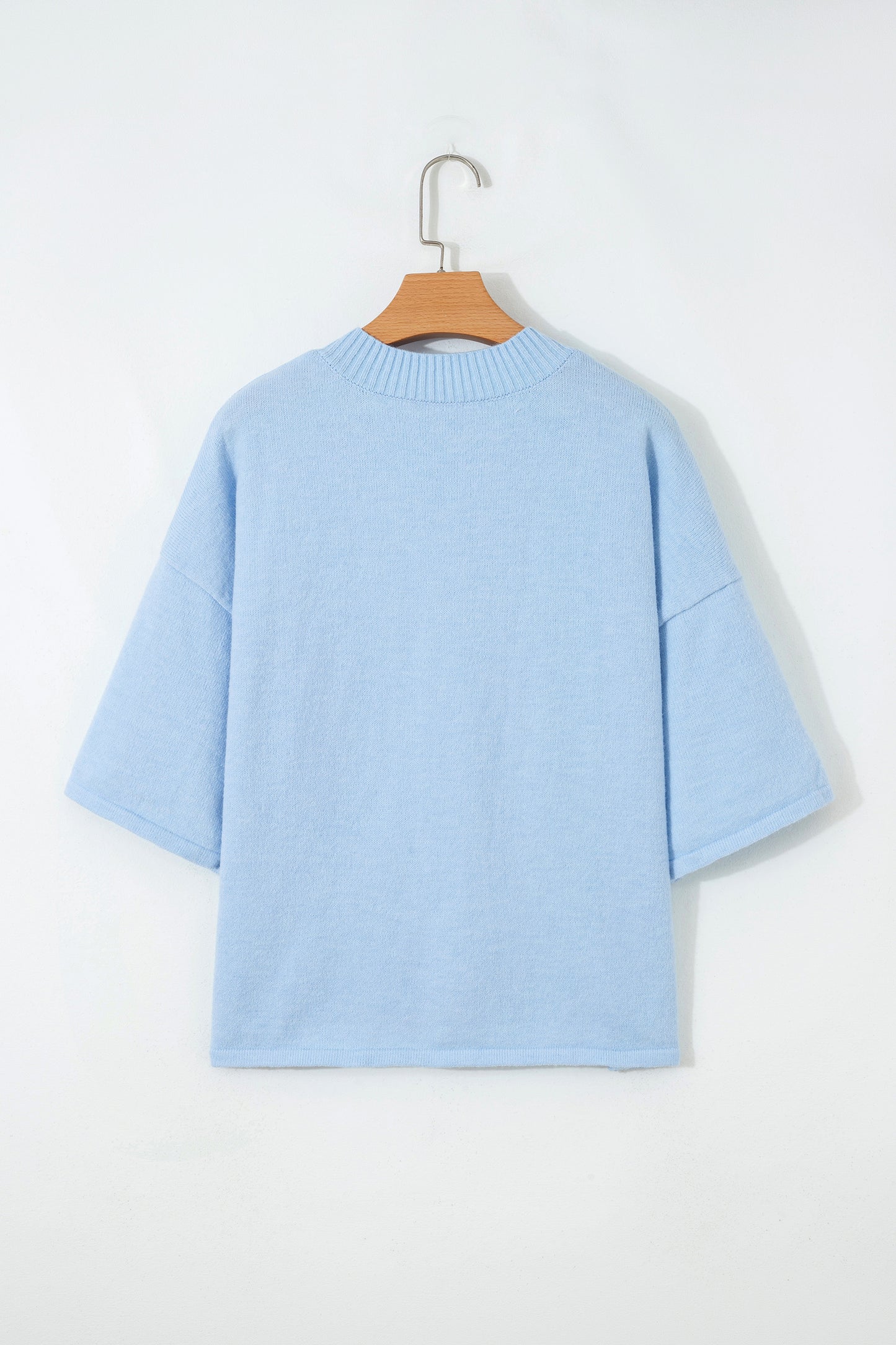 Beau Blue 3/4 Sleeve Boxy Knit Button Down Sweater Cardigan-TOPS / DRESSES-[Adult]-[Female]-2022 Online Blue Zone Planet