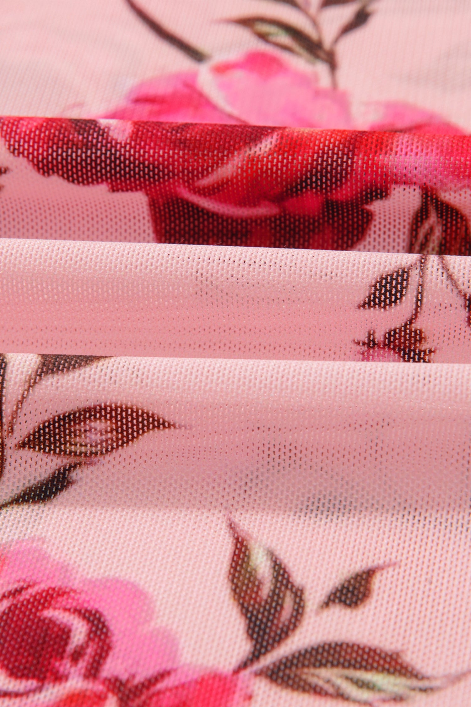 Pink Floral Print Exposed Seam Detail Mesh Long Sleeve Top-Tops/Long Sleeve Tops-[Adult]-[Female]-2022 Online Blue Zone Planet