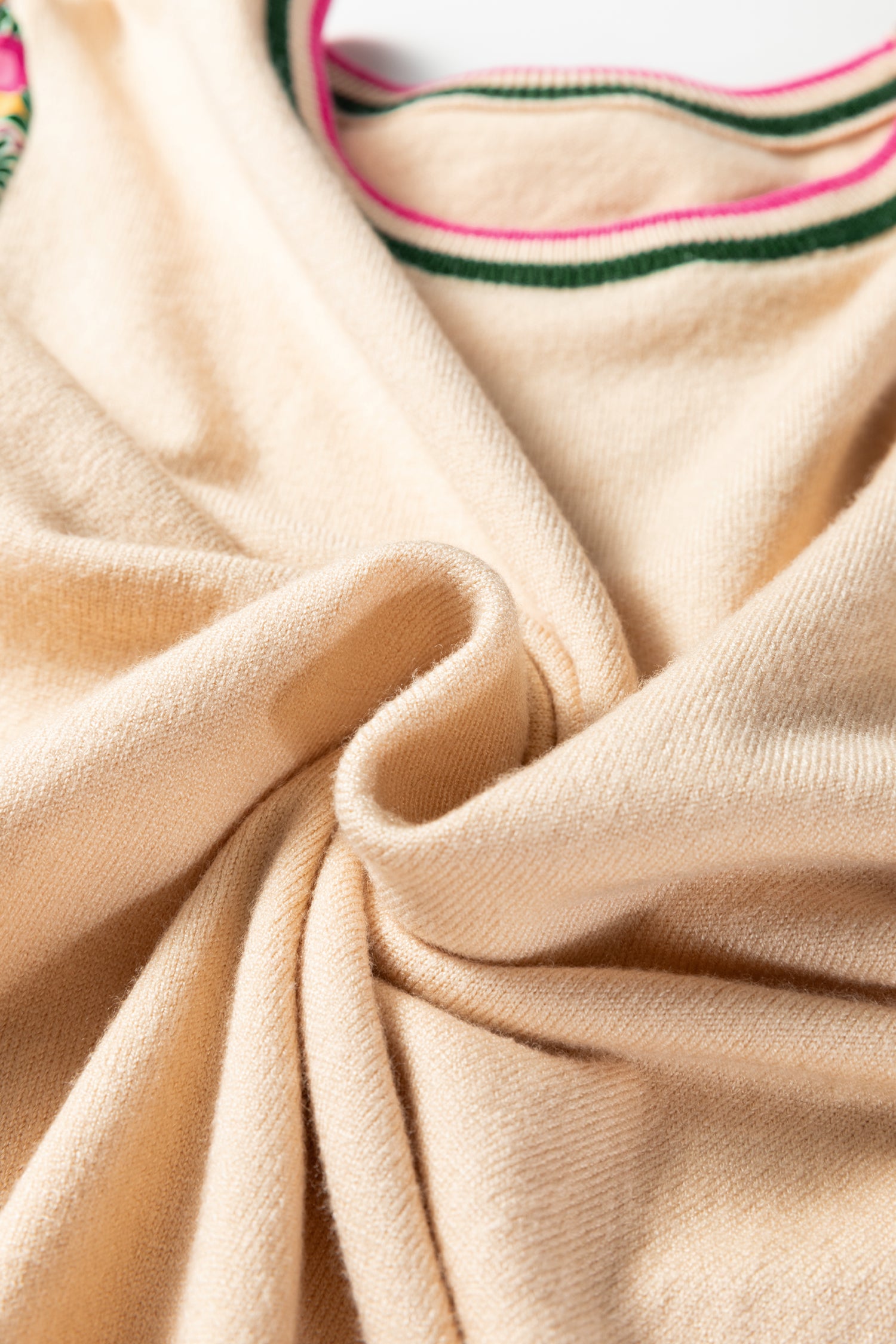 Apricot Floral Patchwork Shirred Cuff Puff Sleeve Sweater-TOPS / DRESSES-[Adult]-[Female]-2022 Online Blue Zone Planet