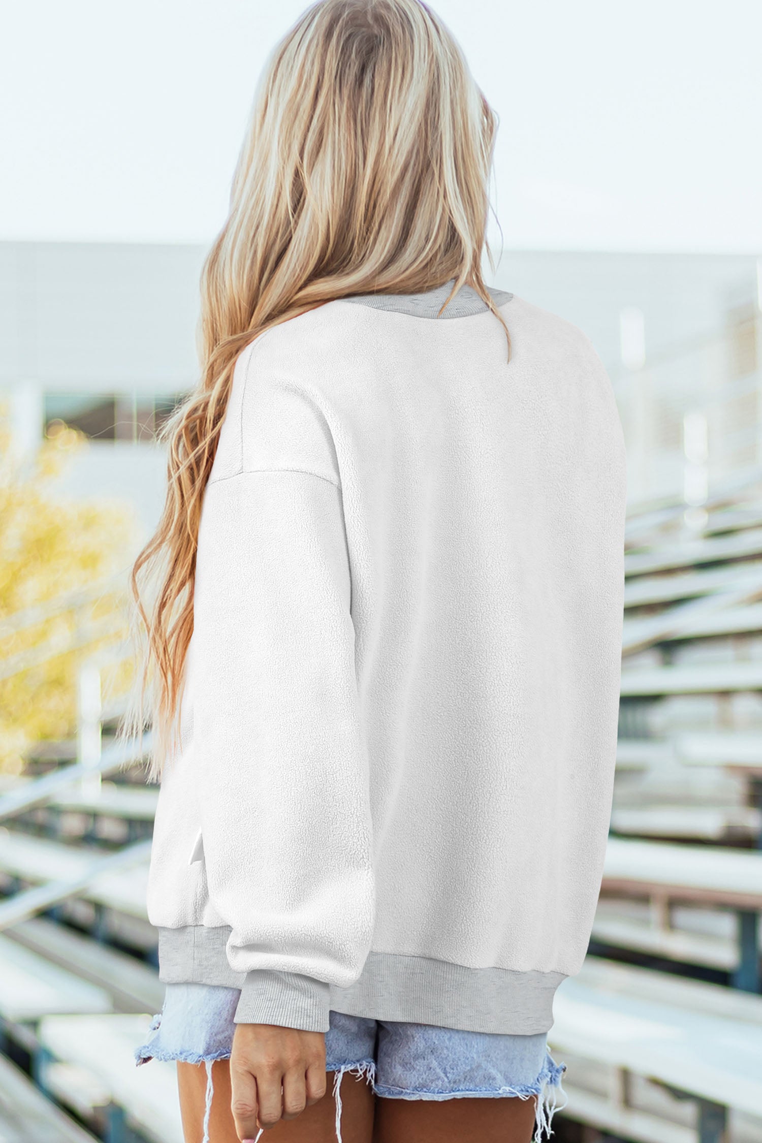 Light Grey OHIO Double Side Printed Mock Neck Reversible Sweatshirt-Graphic/Graphic Sweatshirts-[Adult]-[Female]-2022 Online Blue Zone Planet