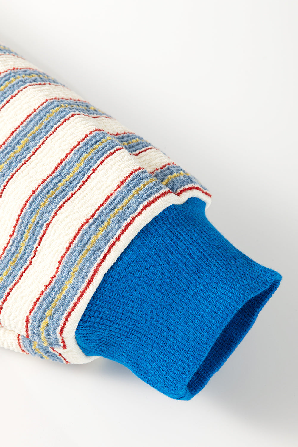 Blue Zone Planet | Blue Stripe Buttoned V Neck Collared Drop Shoulder Top-Tops/Long Sleeve Tops-[Adult]-[Female]-2022 Online Blue Zone Planet