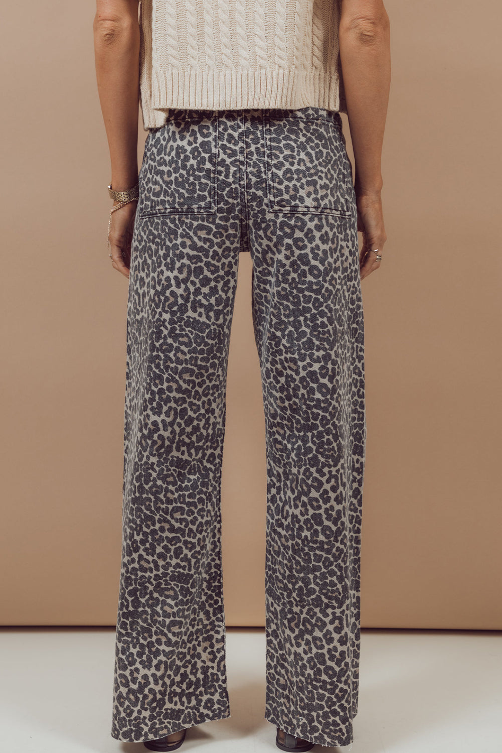 Black Leopard Print Wide Leg High Waist Jeans-Bottoms/Jeans-[Adult]-[Female]-2022 Online Blue Zone Planet