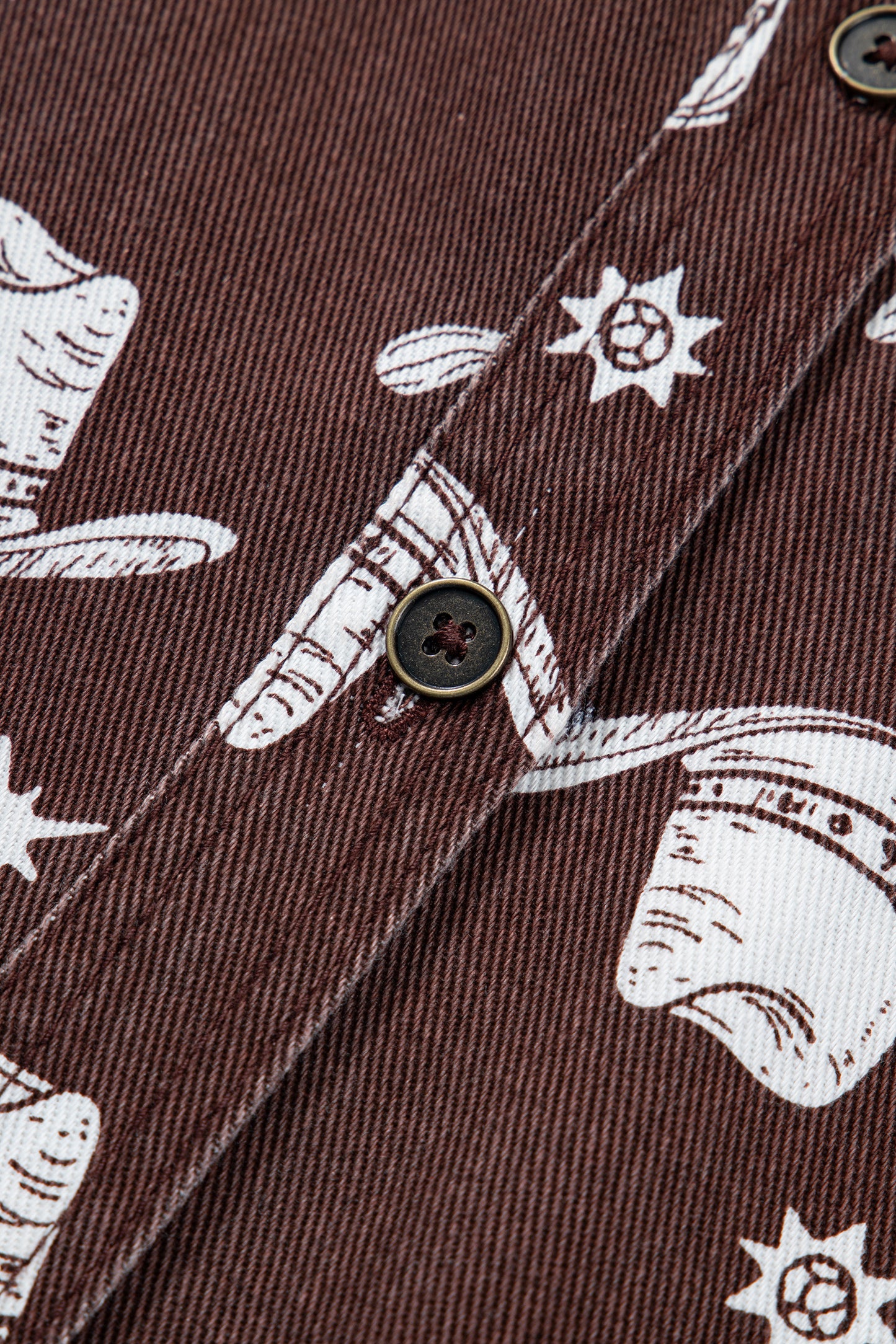 Brown Cowgirl Hats Boots Cactus Print Raw Edge Button Down Short Denim Dress-TOPS / DRESSES-[Adult]-[Female]-2022 Online Blue Zone Planet
