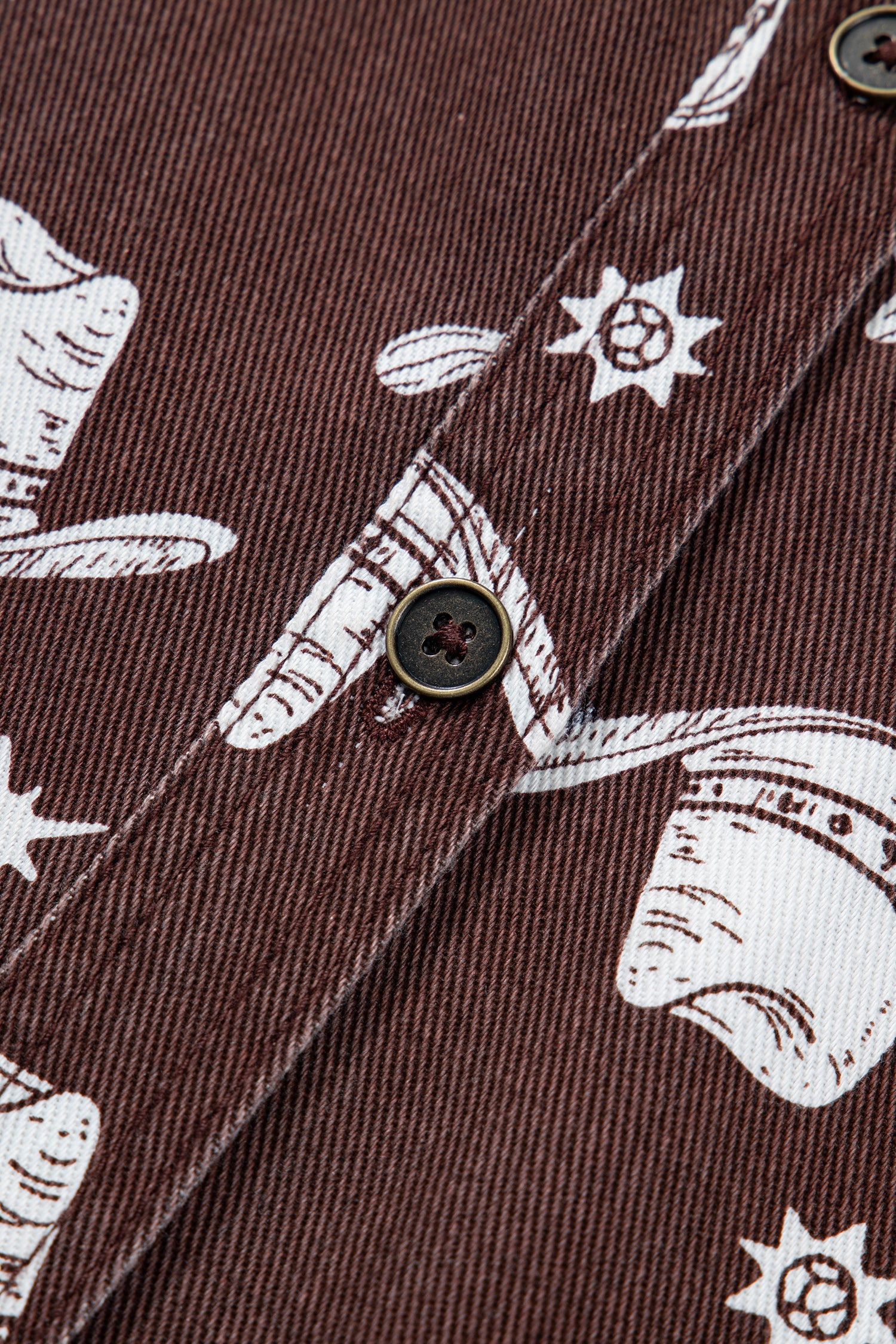 Brown Cowgirl Hats Boots Cactus Print Raw Edge Button Down Short Denim Dress-TOPS / DRESSES-[Adult]-[Female]-2022 Online Blue Zone Planet
