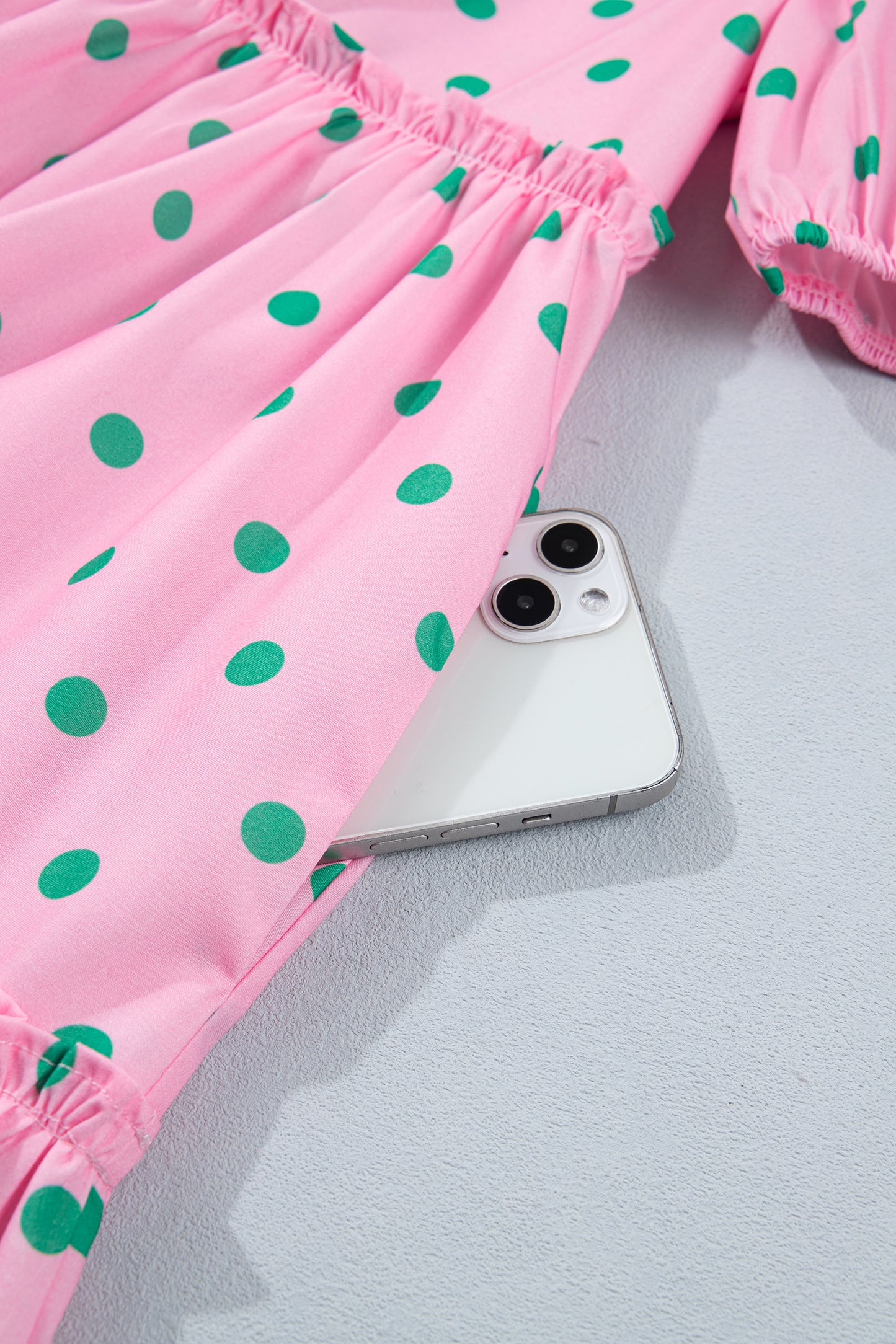 Pink Polka Dot Print V Neck Short Sleeve Tiered Mini Dress-TOPS / DRESSES-[Adult]-[Female]-2022 Online Blue Zone Planet