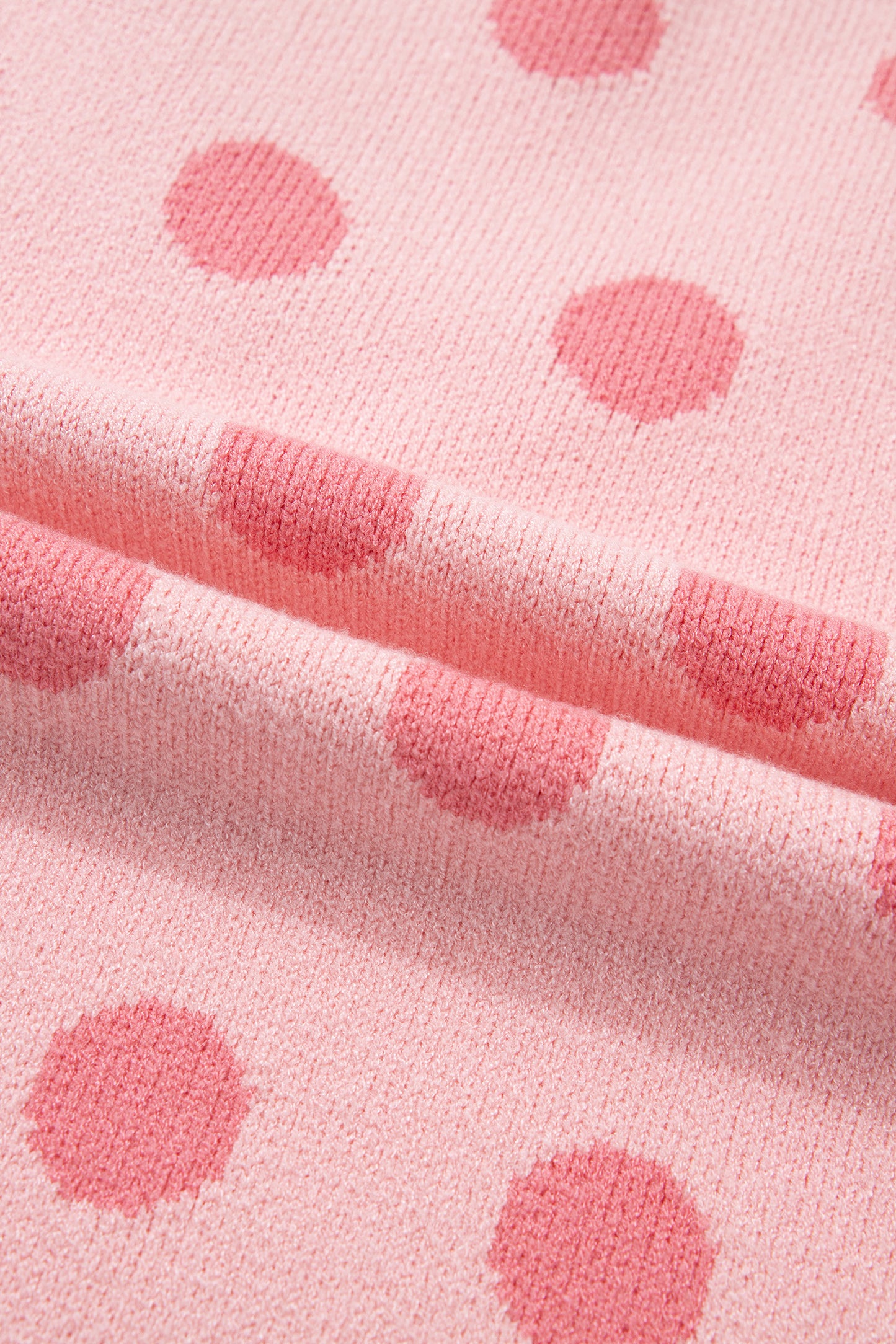 Rose Red Polka Dot Puff Short Sleeve Sweater Top-Sweaters & Cardigans/Short Sleeve Sweaters-[Adult]-[Female]-2022 Online Blue Zone Planet