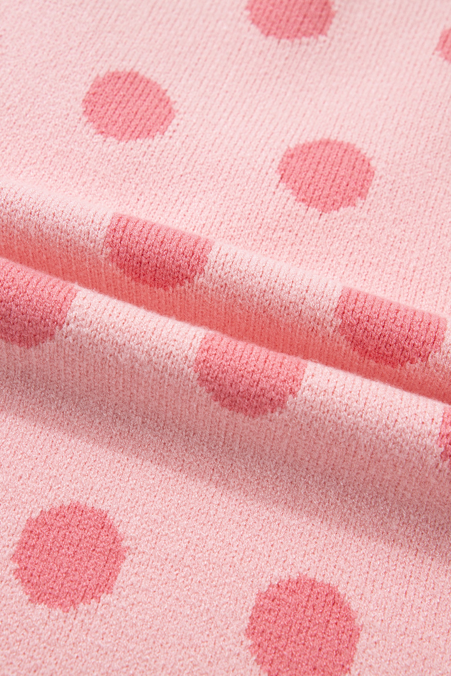 Rose Red Polka Dot Puff Short Sleeve Sweater Top-Sweaters & Cardigans/Short Sleeve Sweaters-[Adult]-[Female]-2022 Online Blue Zone Planet