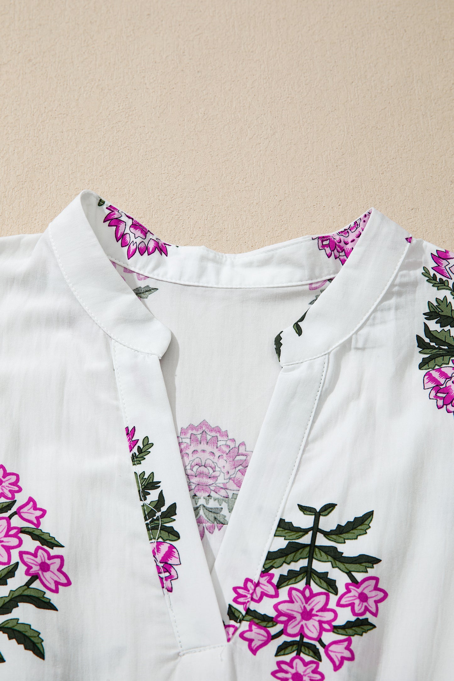 White Floral Print Split Neck Shirred High Waist Ruffle Hem Maxi Dress-TOPS / DRESSES-[Adult]-[Female]-2022 Online Blue Zone Planet