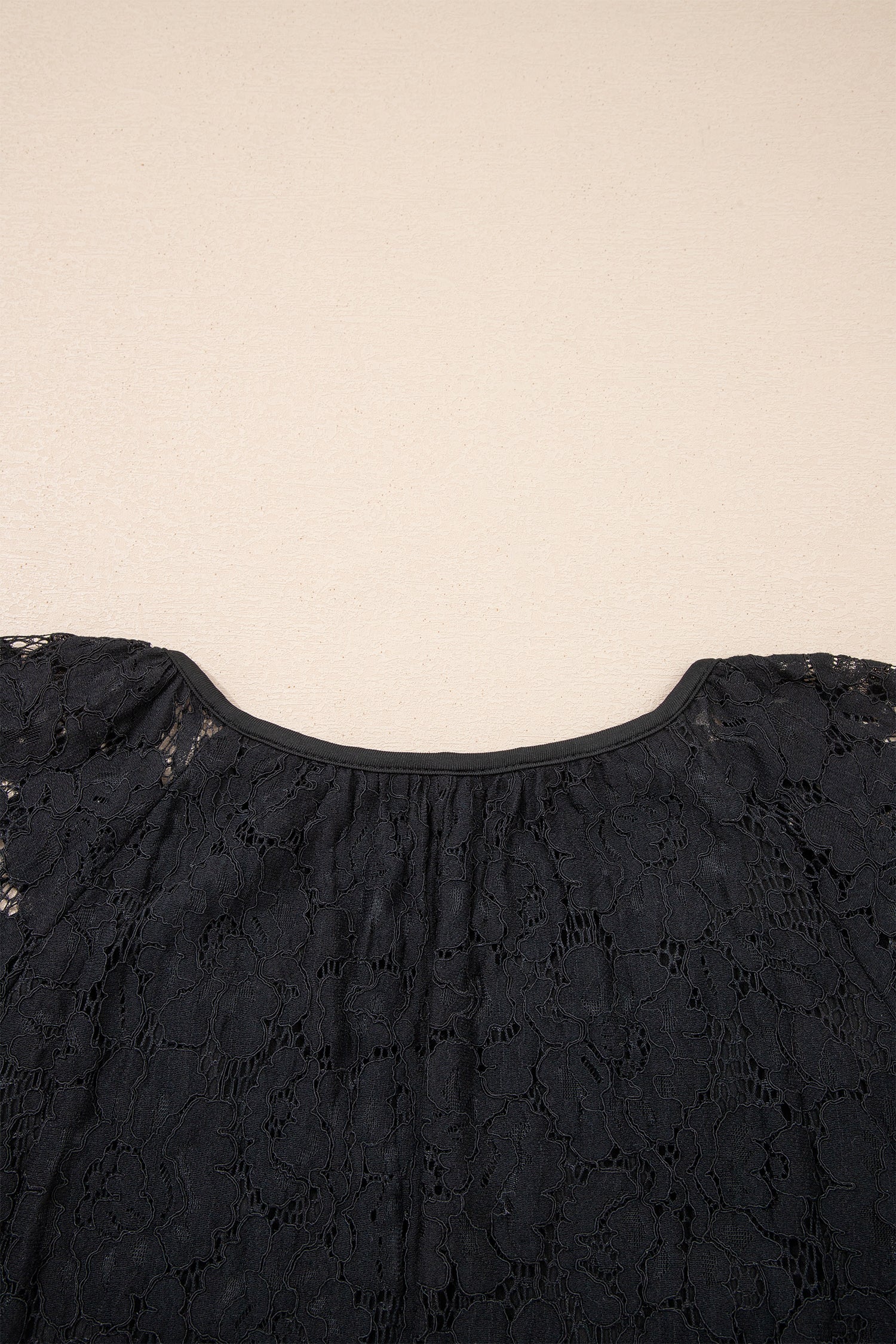 Black Floral Lace Overlay Tassel Tie Short Sleeve Beach Vacation Loose Maxi Dress-TOPS / DRESSES-[Adult]-[Female]-2022 Online Blue Zone Planet