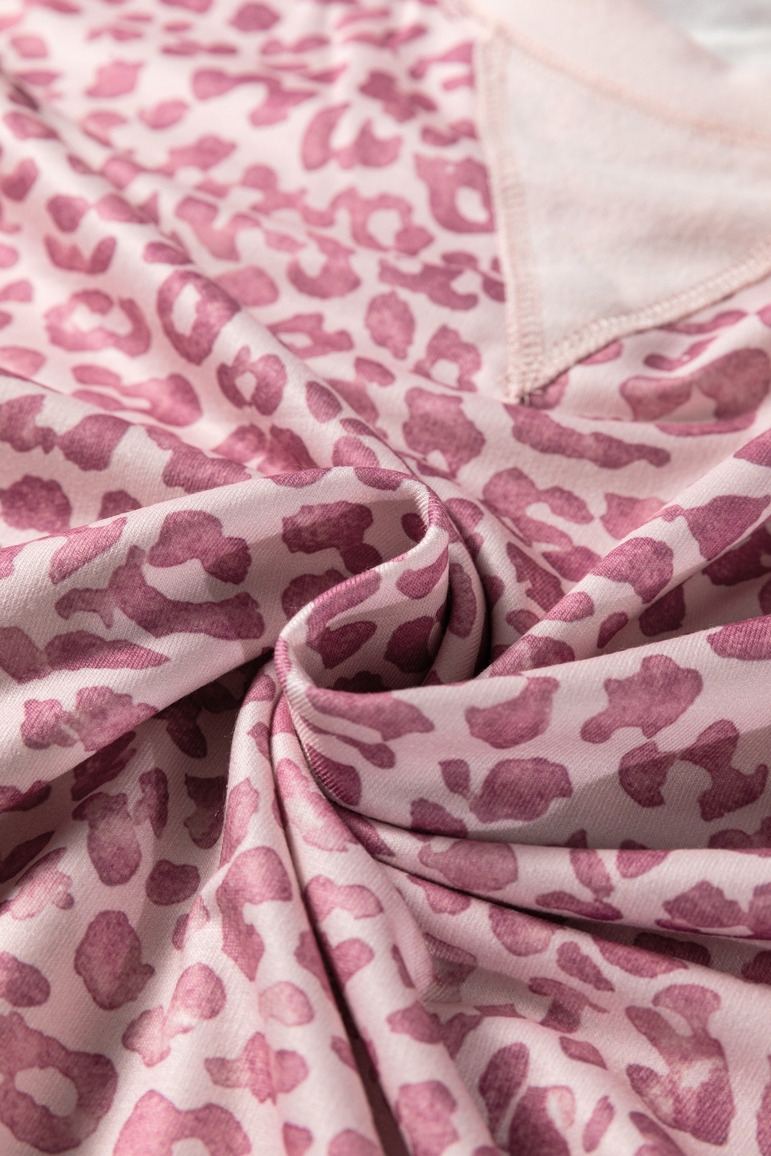 Pink Leopard Print Patchwork Crew Neck Sweatshirt-Tops/Sweatshirts & Hoodies-[Adult]-[Female]-2022 Online Blue Zone Planet