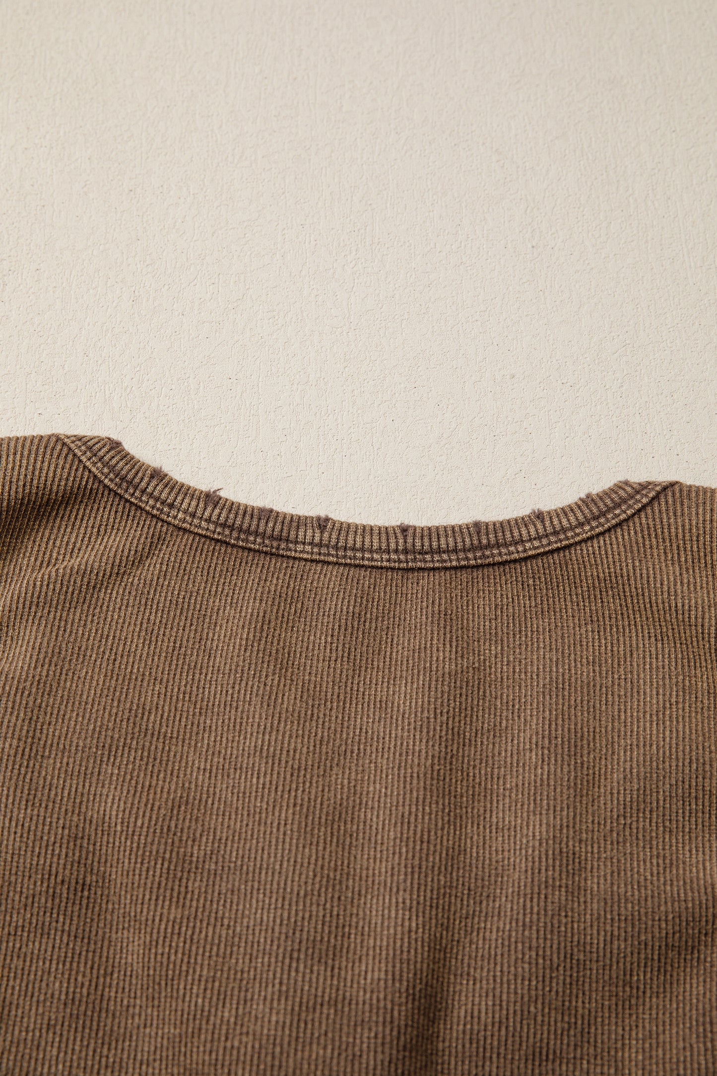 Coffee Vintage Distressed Ribbed Mineral Wash Tank Top-Tops/Tank Tops-[Adult]-[Female]-2022 Online Blue Zone Planet