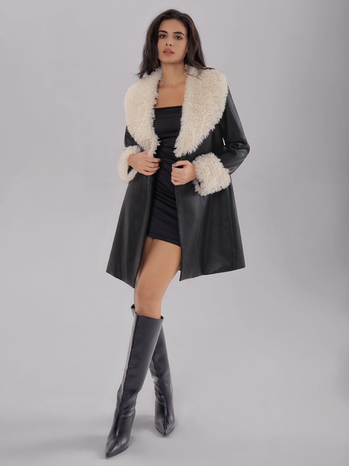 Fuzzy Long Sleeve Longline Coat-TOPS / DRESSES-[Adult]-[Female]-2022 Online Blue Zone Planet