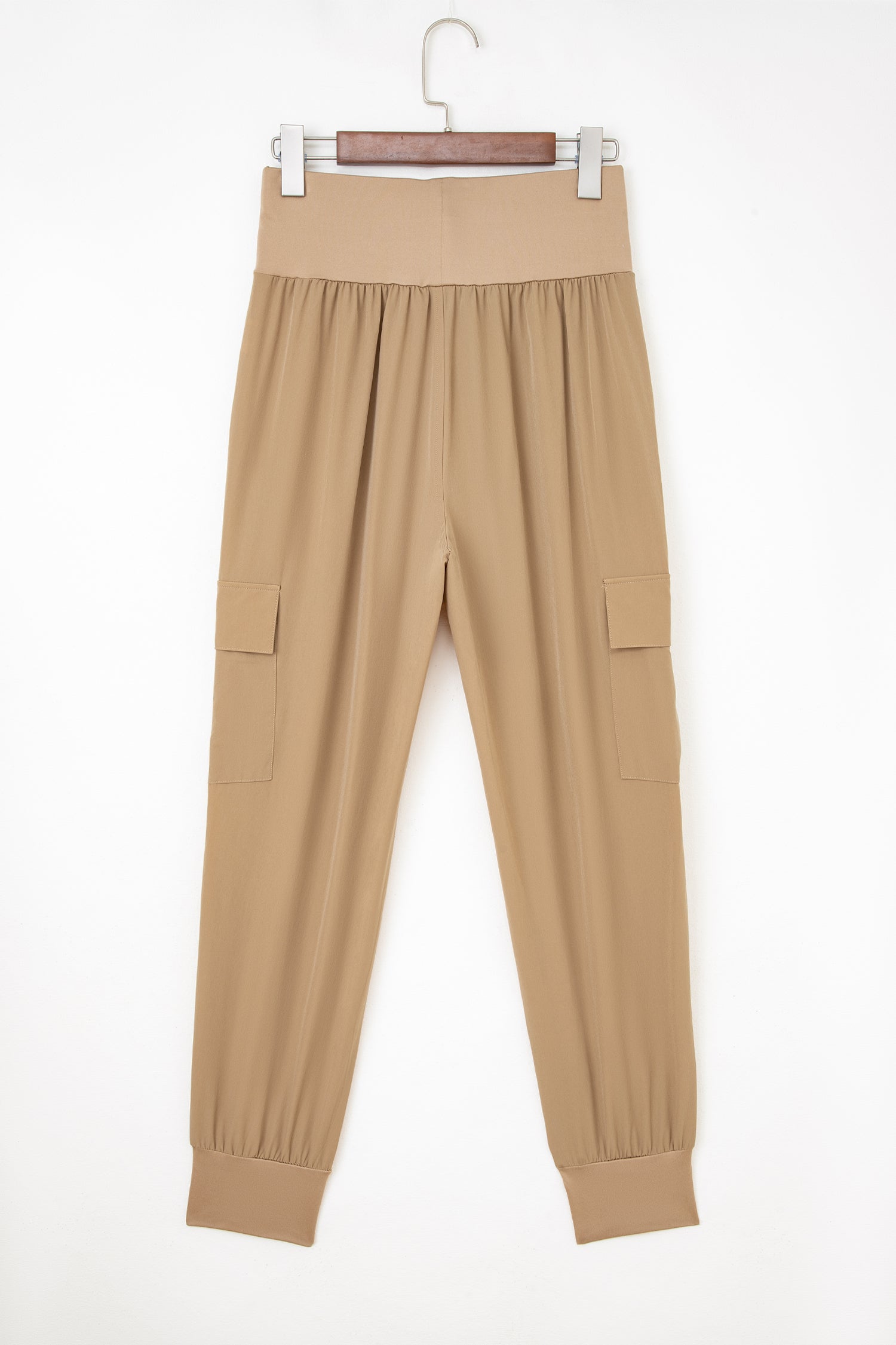 Camel Elastic High Waist Pocketed Cargo Jogger Pants-Bottoms/Pants & Culotte-[Adult]-[Female]-2022 Online Blue Zone Planet