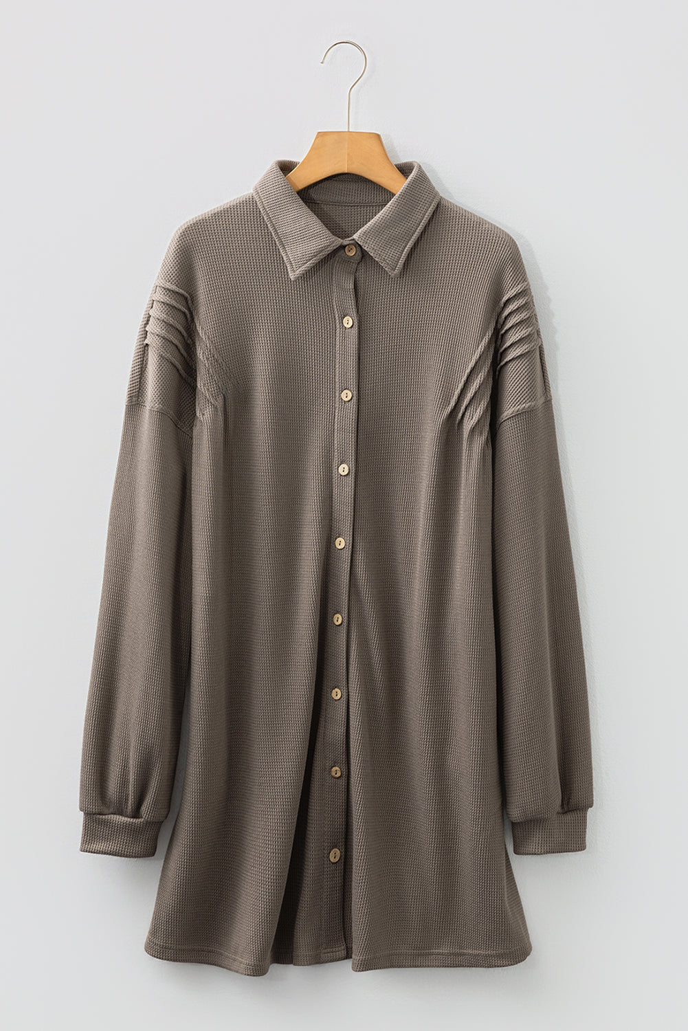 Simply Taupe Waffle Knit Shirt Tunic Dress Blue Zone Planet Simply Taupe Waffle Knit Shirt Tunic Dress Blue Zone Planet