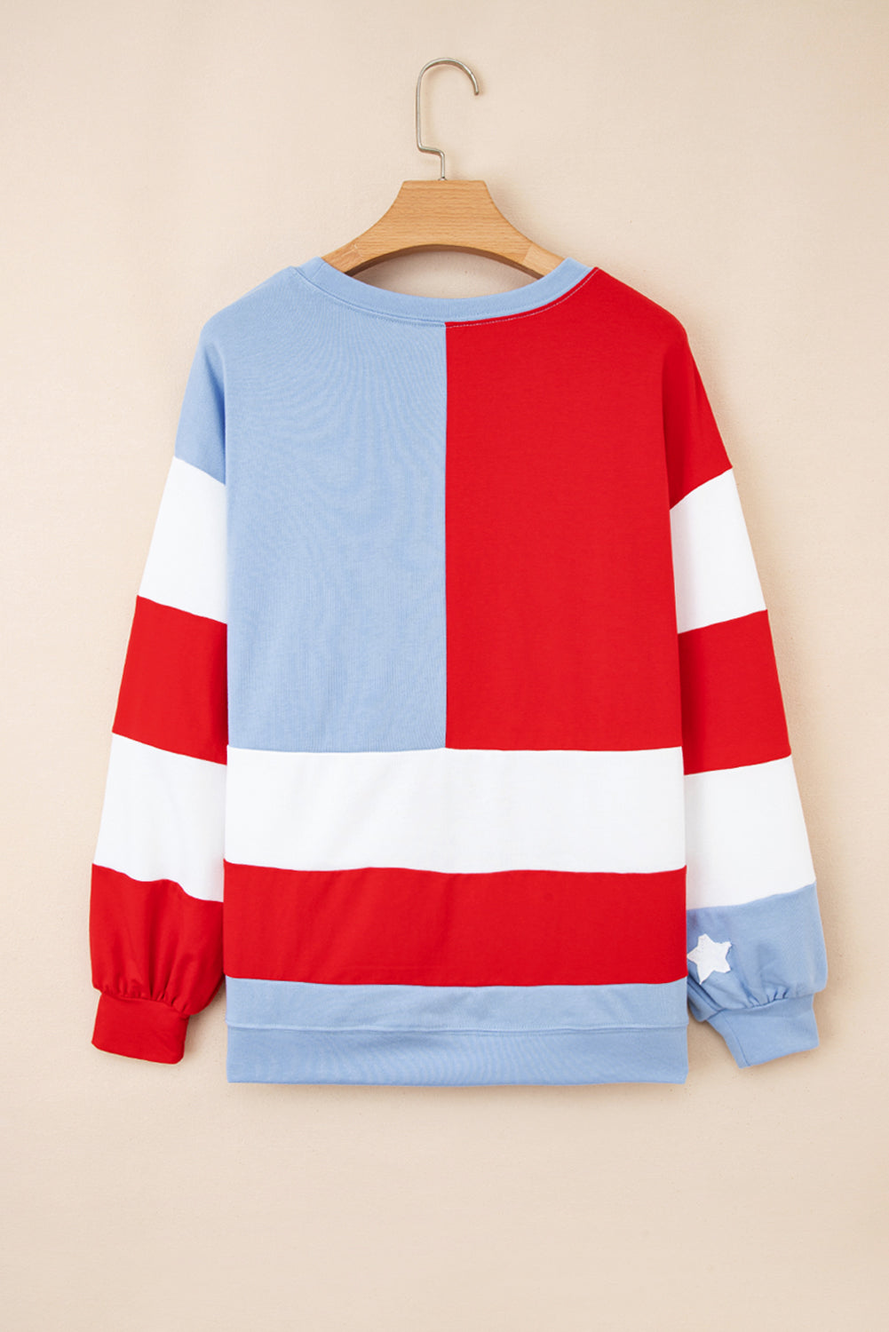 Multicolour American Flag Vintage Oversized Pullover Sweatshirt-Tops/Sweatshirts & Hoodies-[Adult]-[Female]-2022 Online Blue Zone Planet